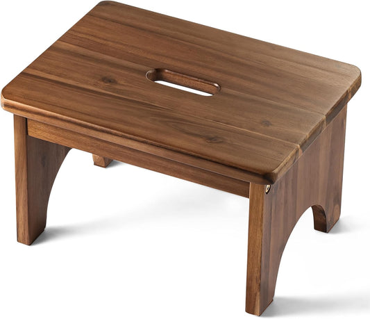 Wooden Step Stool, 9in One Step Stool for Adults, Wooden Beside Step Platform with 550 Load Capacity, Heavy Duty/Portable/Nonslip/Durable Construction Safe Step Support for Bedroom/Home Kitchen