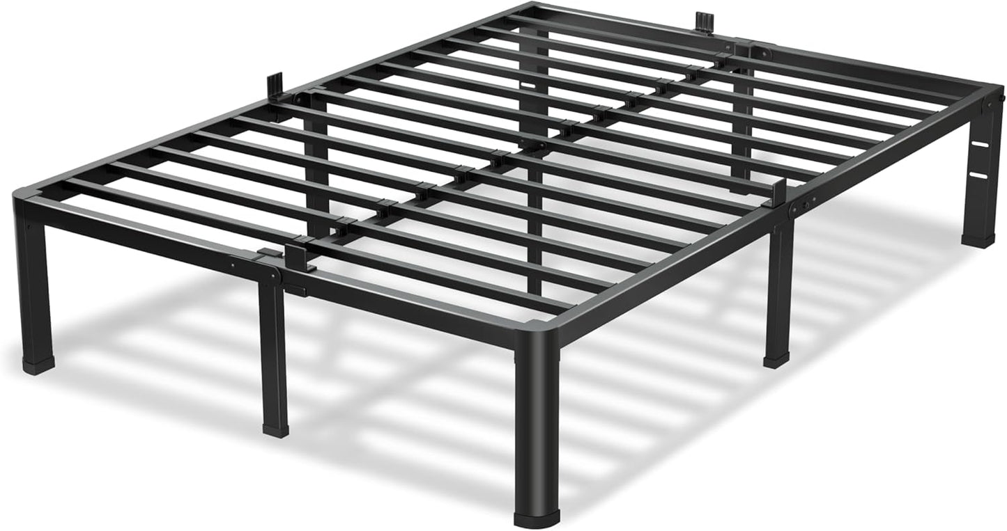 12 Inch Queen Bed Frame, 3500Lbs Heavy Duty Metal Platform with Round Corner Legs Mattress Slide Stopper, Steel Slat Support No Box Spring Needed, Noise Free, Non-Slip, Easy Assembly