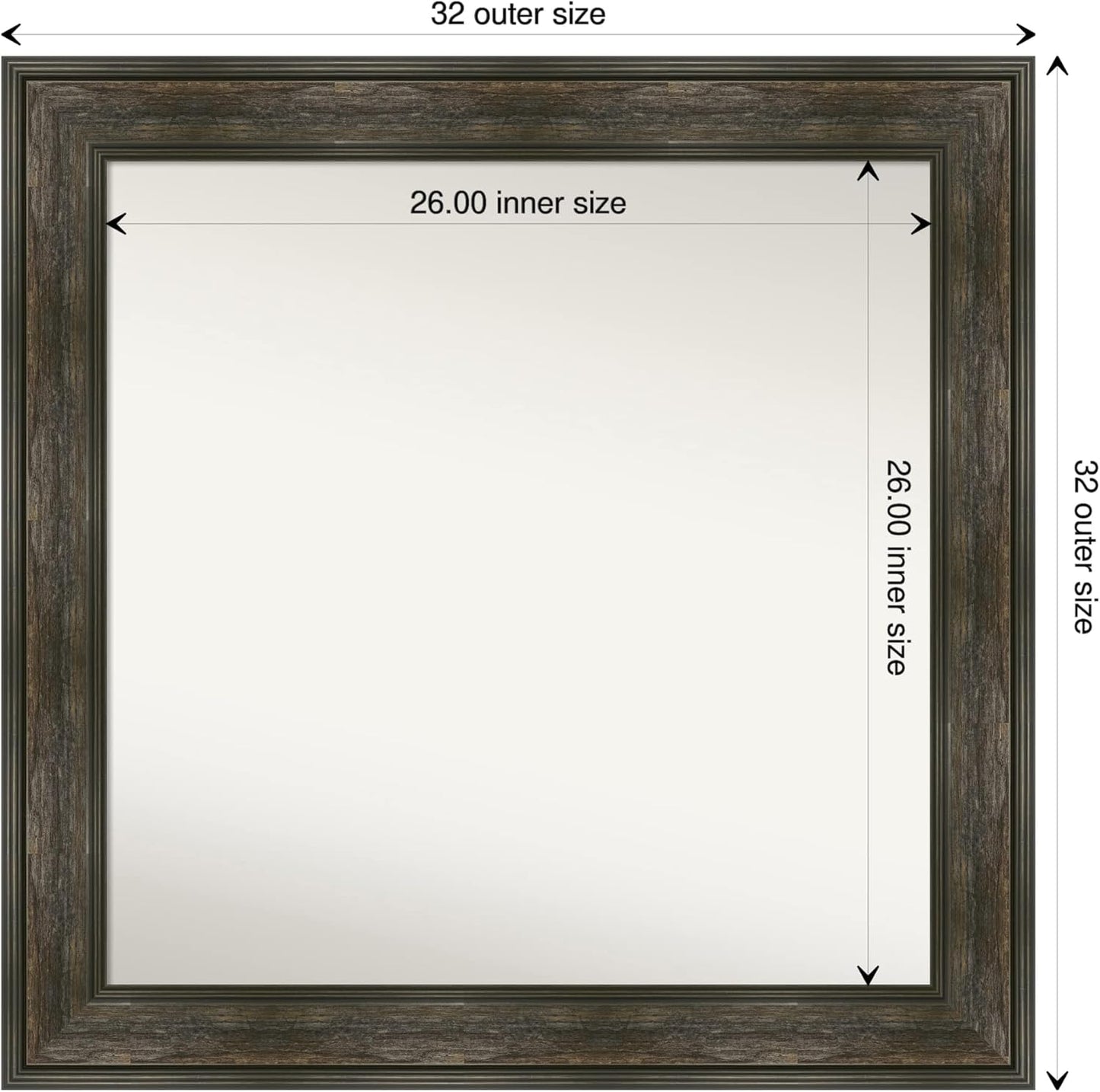 Amanti Art Grey Bathroom Mirror for Over Sink, 30x30 Pinstripe Plank Grey Narrow Square Vanity Mirror, Large Country Rustic Frame, Hangs Horizonally and Vertically, Bathroom Wall Decor, Non-Beveled