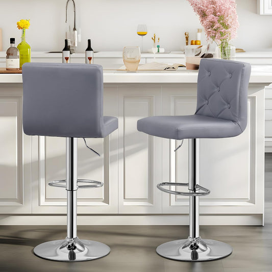 VECELO Adjustable Bar Stools Set of 2, Bar Height Stools for Kitchen Counter
