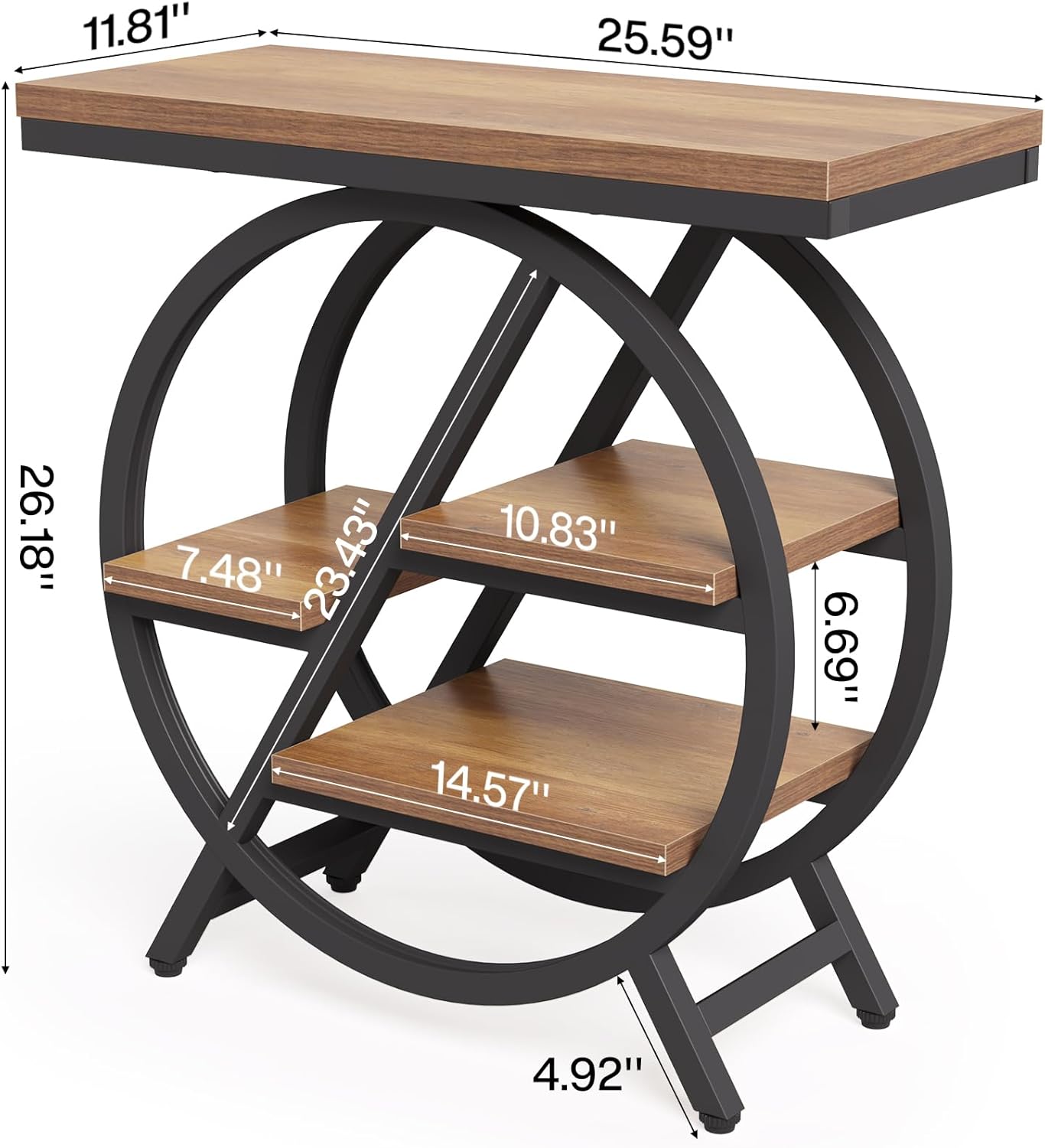 End Table, Narrow Side Table with 4-Tier Large Storage Space, Modern Bedside Table for Living Room, Home Office, Bedroom, Natural