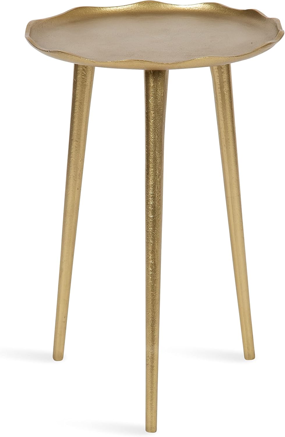 Kate and Laurel Alessia Modern Round Metal Side Table; 15 x 15 x 22; Gold; Decorative Glam Cast Aluminum End Table with Deckled Edge for Bedroom Nightstand or Living Room Accent
