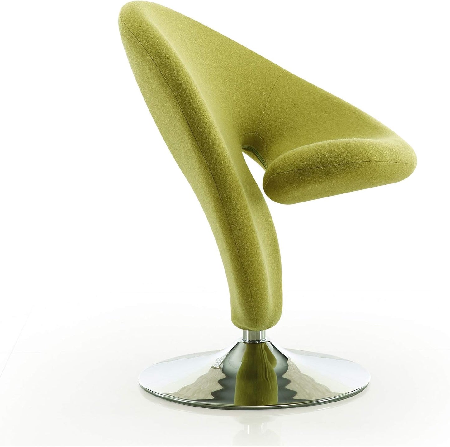 Manhattan Comfort Curl Swivel Accent Chair Set of 2 with 360° Turn, Fully Assembled, Upholstered in Wool Blend, Modern Ergonomic Design with Polished Chrome Base, Living Room & Office, Green