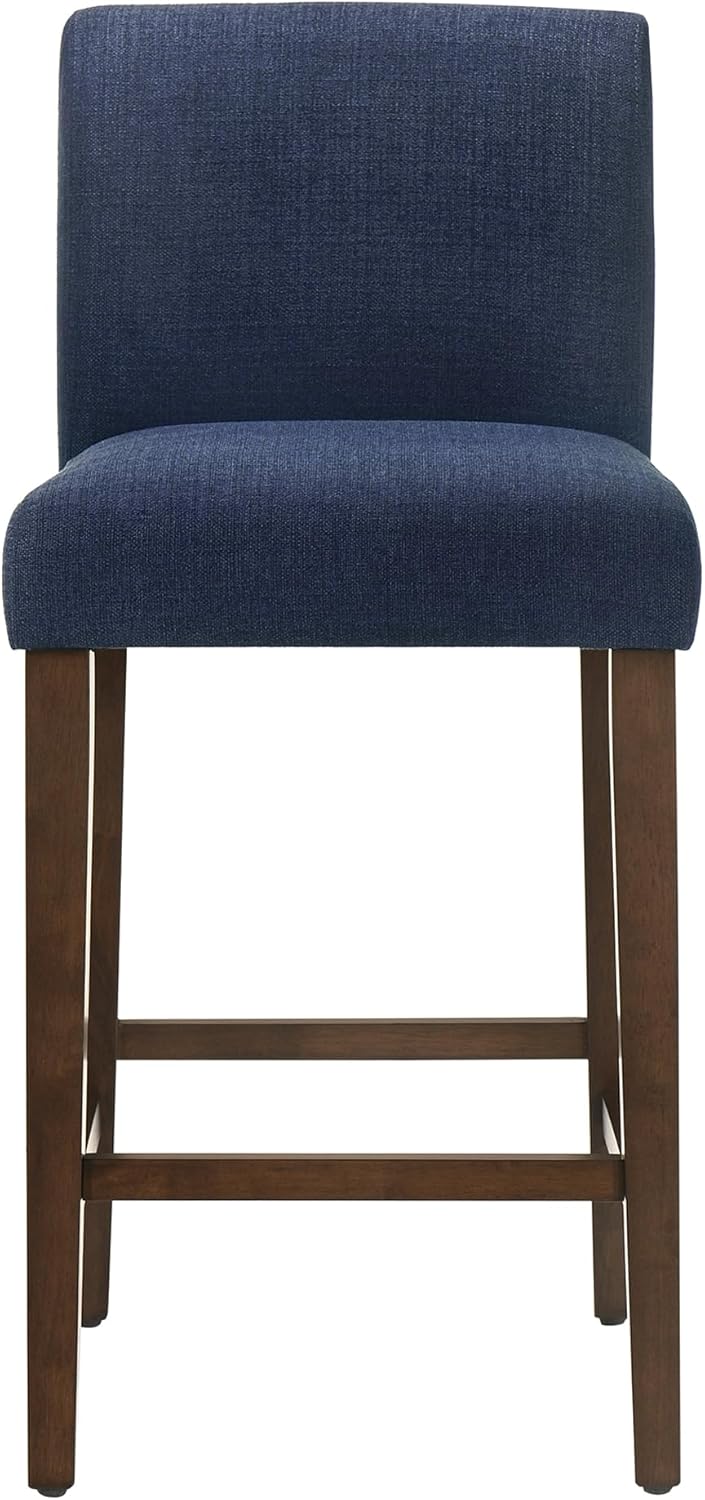 CHITA Counter Height Bar Stools Set of 3, 27" H Seat Height Upholstered Barstools, Fabric in Midnight Blue