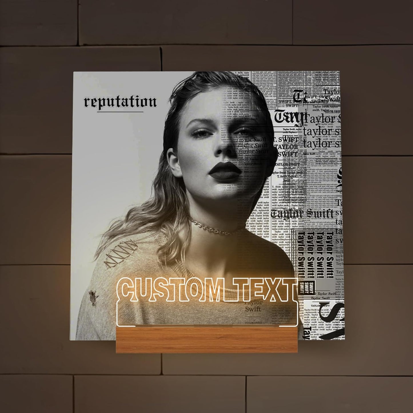 Customized Vinyl Record Stand, Light up Record Holder, Wooden Acrylic Display with Warm White Lights for Albums, Room Decor, for Vinyl Lovers