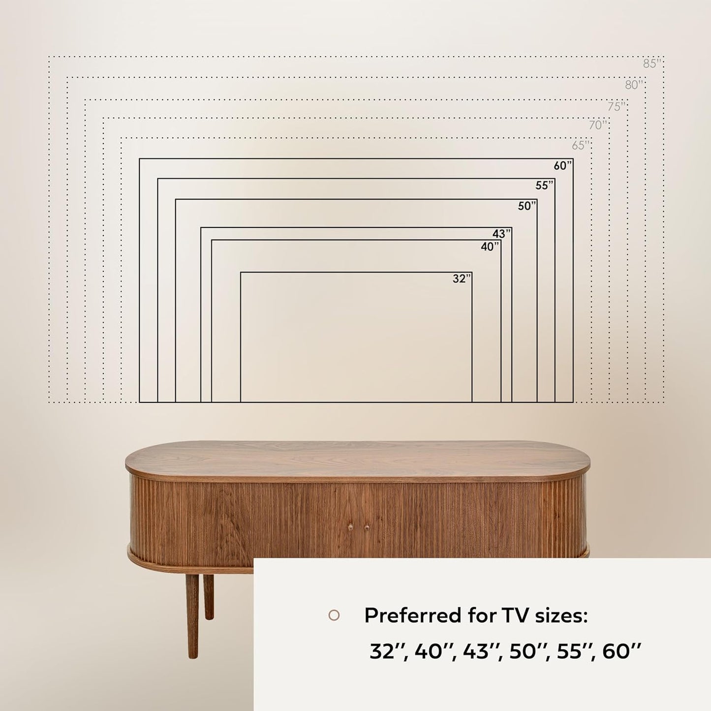 WERMO 55'' TV Stand with Storage and Shelves for 32-60 inch TV. Wood Entertainment Center with Doors for Living Room and Bedroom, Mid Century Modern Console Table, Television Stand (Walnut)