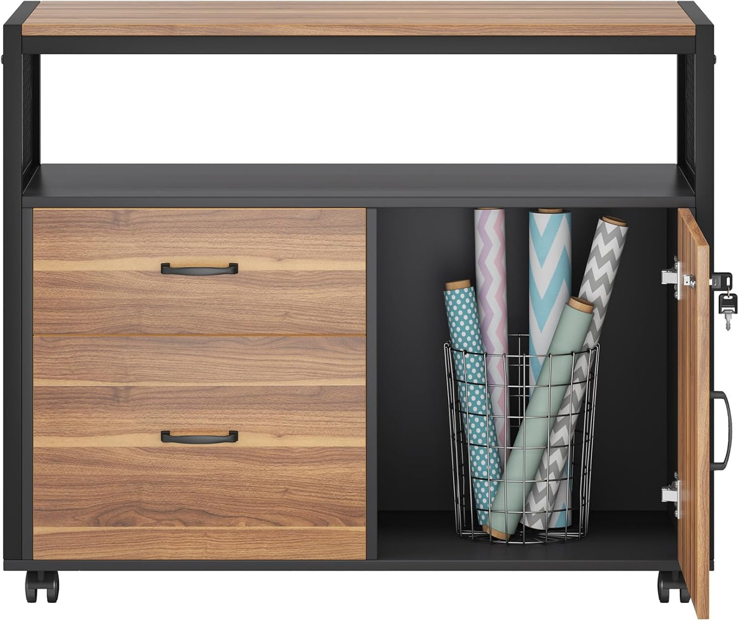 Tribesigns 63" Executive Desk with Reversible File Cabinet, Large L-Shaped Office Desk with Drawers, Business Furniture Workstation for Home Office