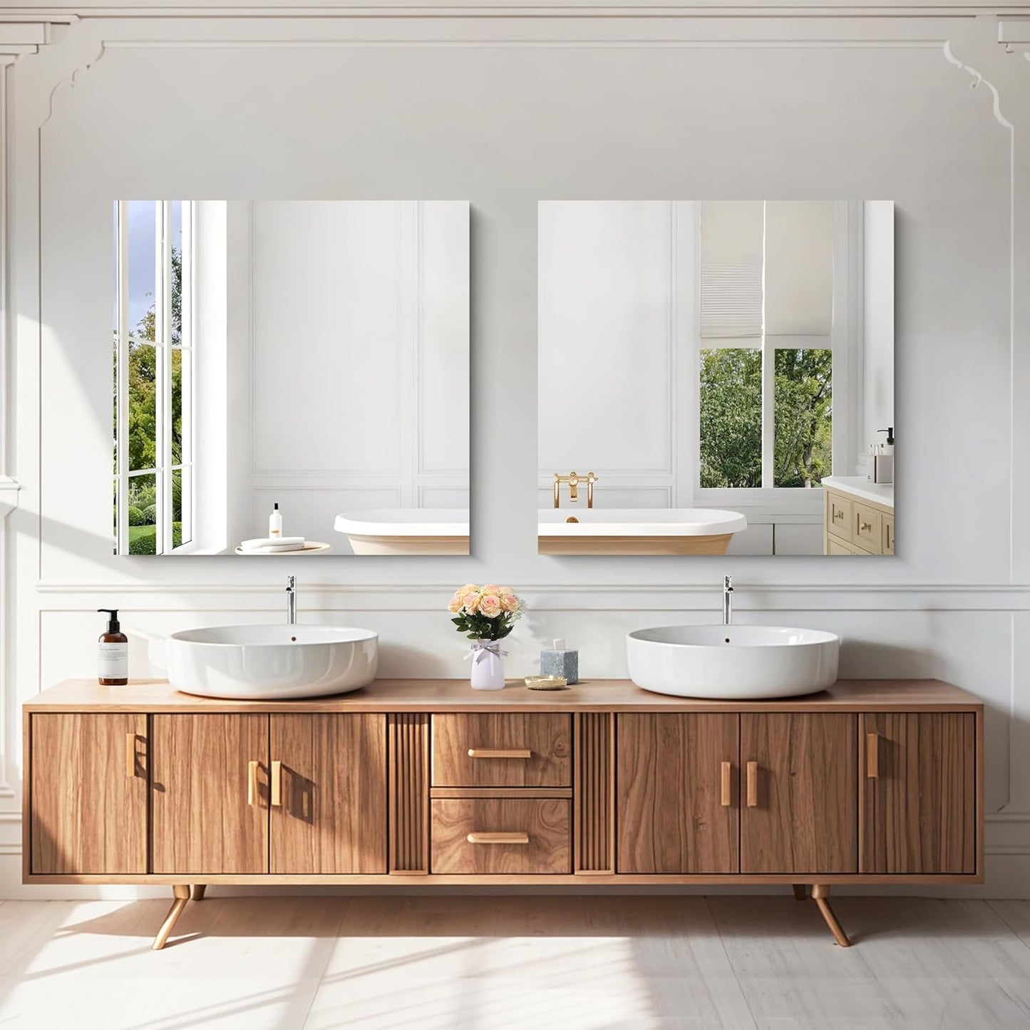 KOCUUY Frameless Mirror, 30"x30" Square Rectangle Vanity Mirror for Over Sink, Upgraded Shatterproof Unframed Design for Bedroom, Living Room, Entryway