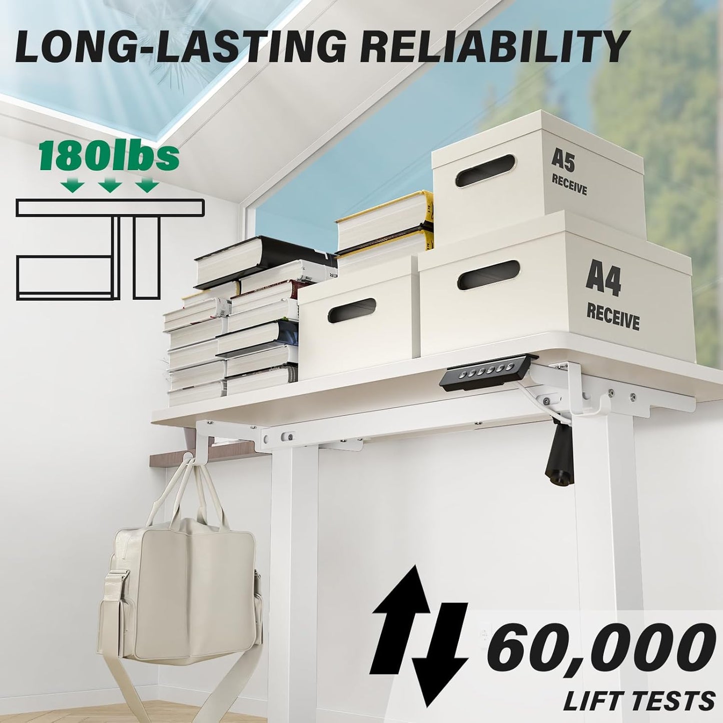 Kingant Standing Desk Height Adjustable Small Electric Stand Up Desks [35 x 20 Inch] - Ergonomic Sit Stand Desk Rising Desks for Home Office Computer Desk Workstation