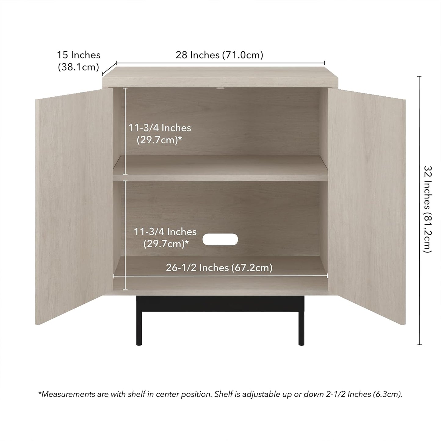 Henn&Hart Whitman Accent Cabinet, 28" Wide, White