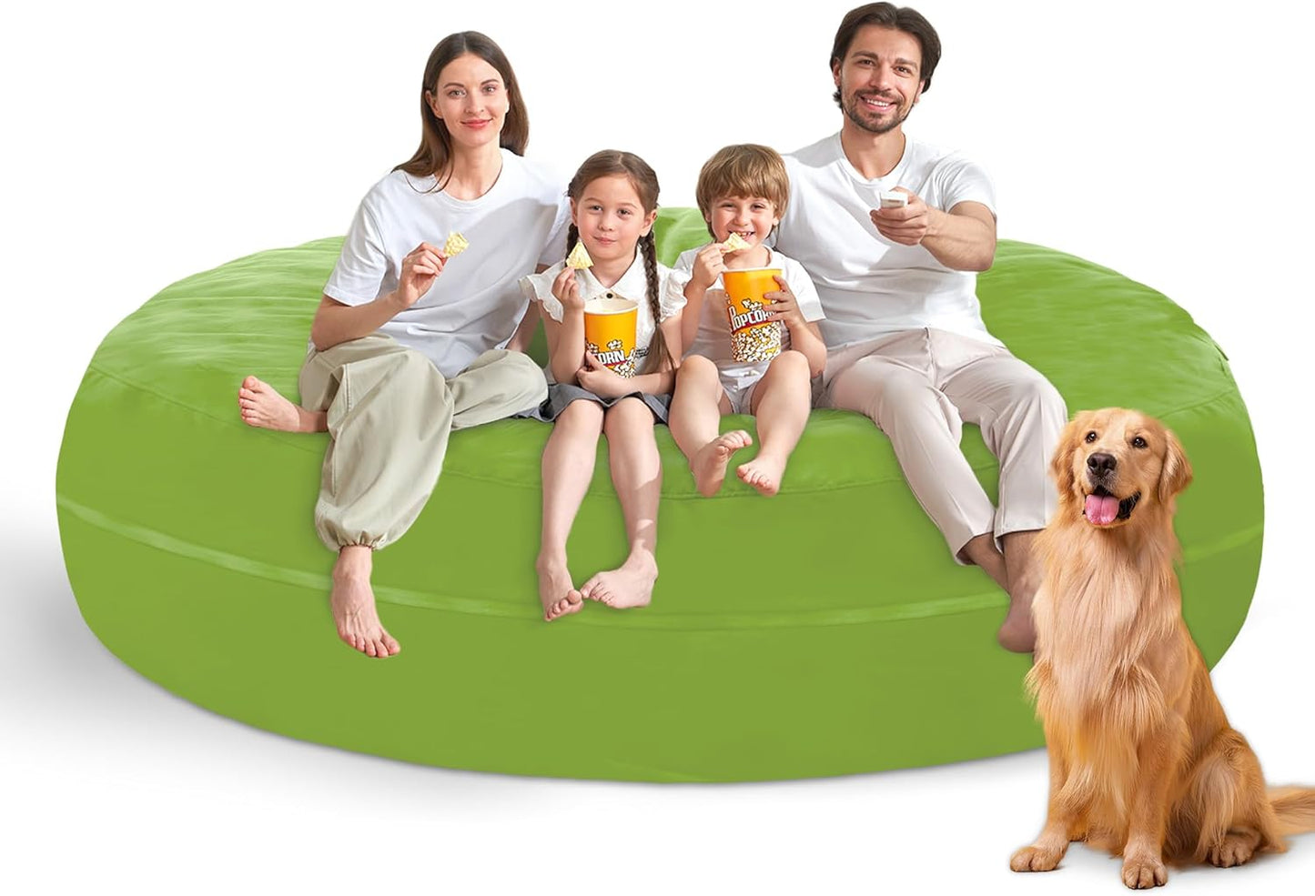 7FT Bean Bag Chair with Ultra Soft Velvet Cover Bean Bag Sofa with Memory Foam Bean Bag Chairs with Large Size Lazy Sofa for Dorm Office Living Room Bedroom Grass Green 7'