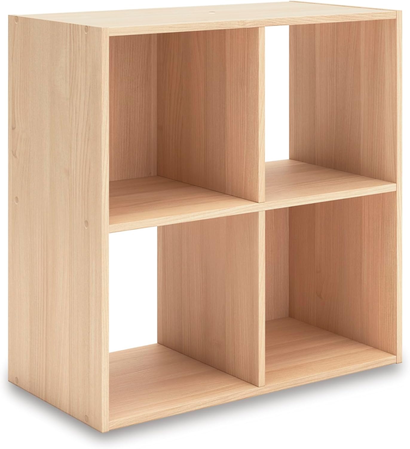 Signature Design by Ashley Piperton Contemporary 2-Tier Floor Standing 4 Cube Organizer for Living Room, Light Brown