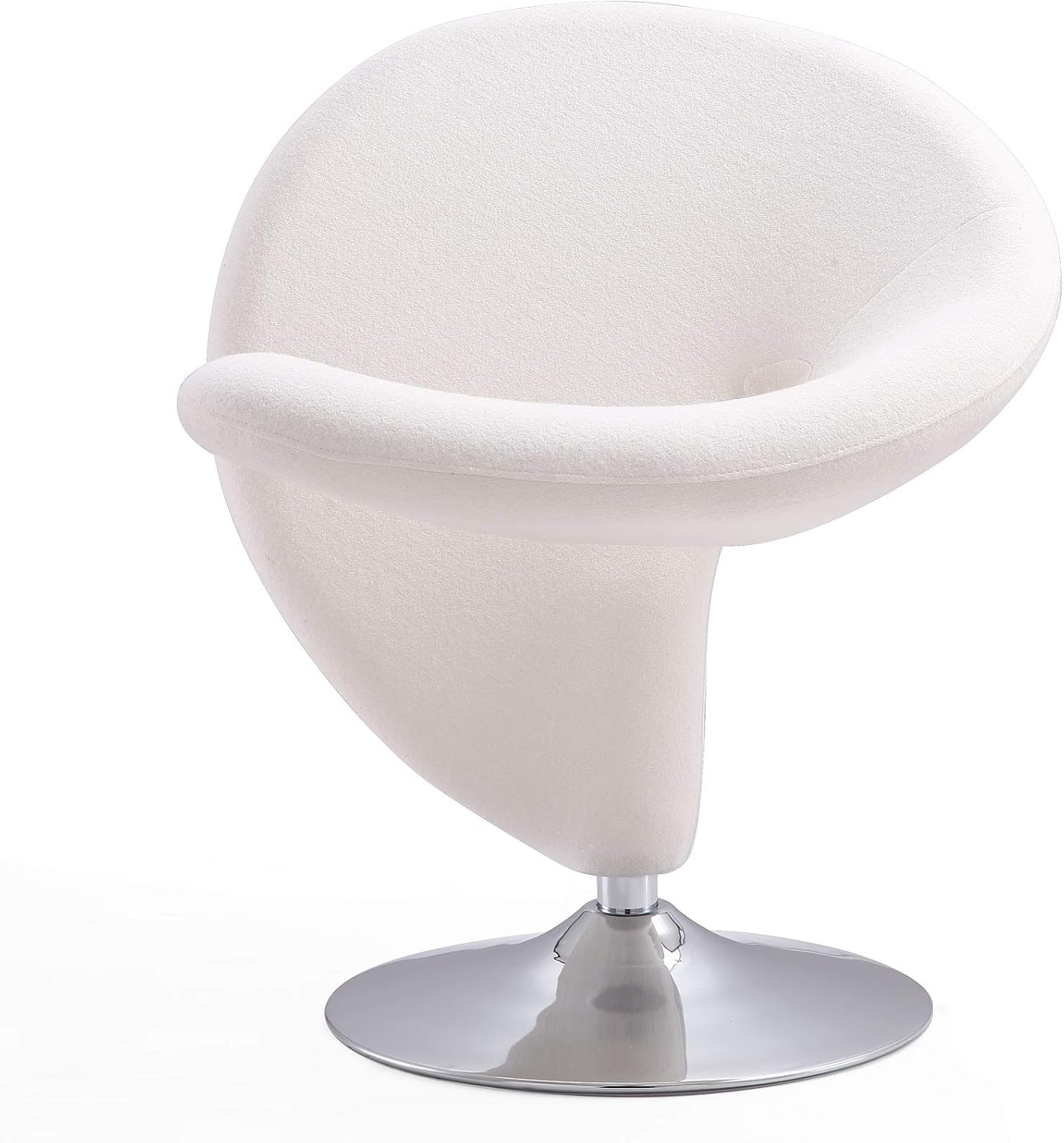 Manhattan Comfort Curl Swivel Accent Chair Set of 2 with 360° Turn, Fully Assembled, Upholstered in Wool Blend, Modern Ergonomic Design with Polished Chrome Base, Living Room & Office, Set of 1, Cream