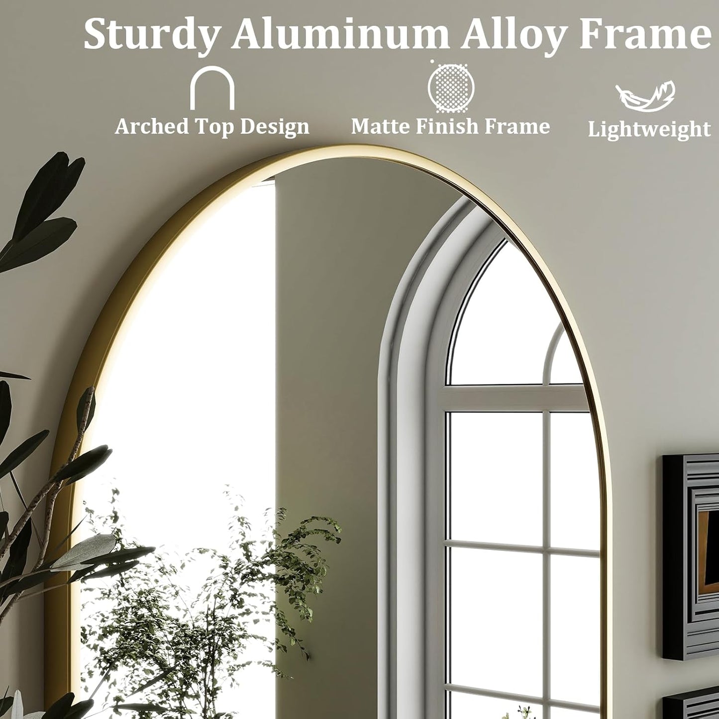 HARRITPURE Arched Wall Mirror 24"x36" – Gold Metal Frame Vanity Mirrors for Bedroom, Entryway, Living Room Decor