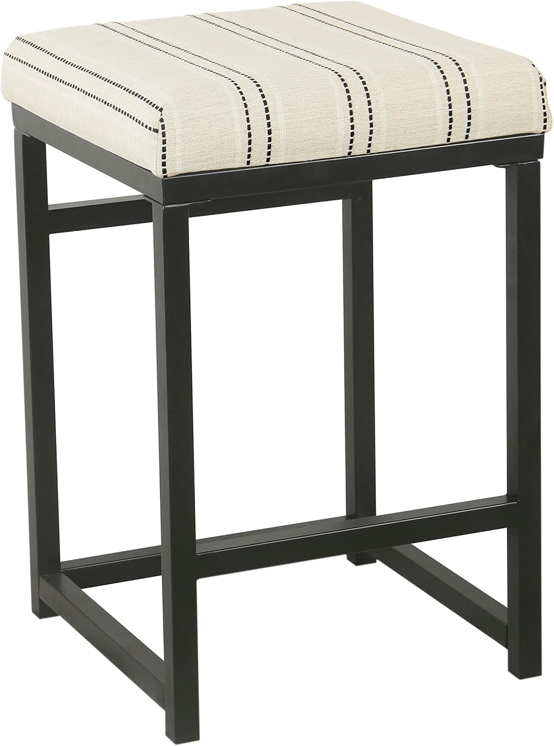 HomePop Home Decor | Modern 24-Inch Counter Stool | Backless Metal Frame Bar Stools Counter Height | Decorative Home Furniture, Black and White Stripe