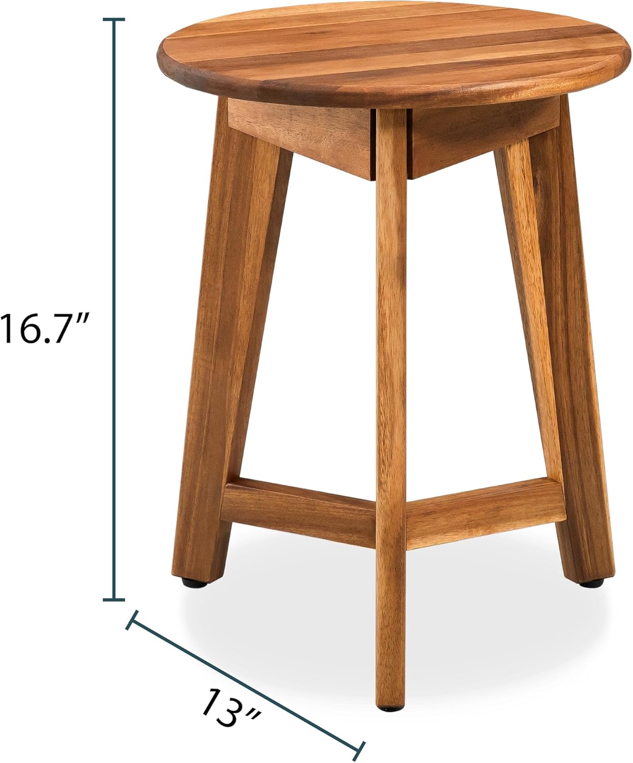 Round Side Table – Solid Acacia Wood End Table for Living Room or Bedroom – Natural Wood Finish, Compact Nightstand or Accent Table for Sofas & Beds (13x16x13 Inches)