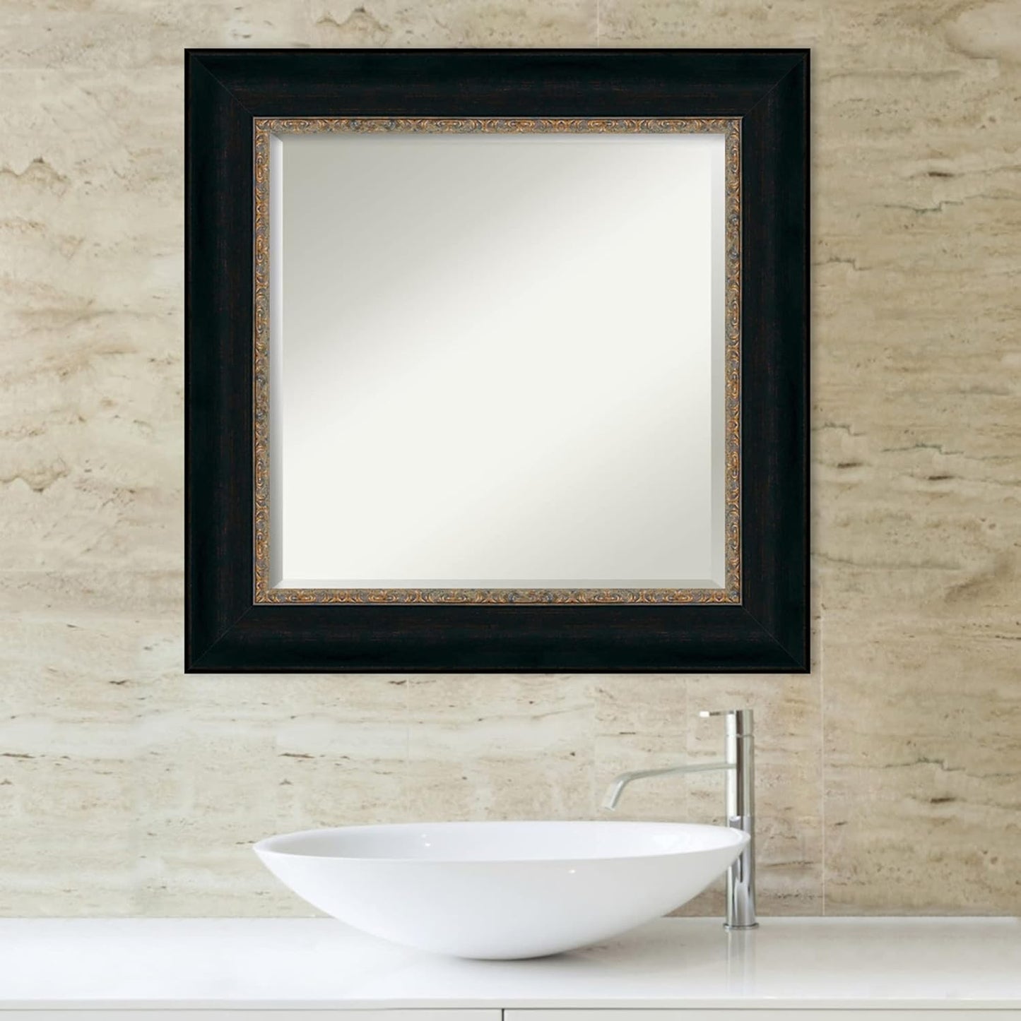 Amanti Art Bronze Bathroom Mirror for Over Sink, 27x27 Paragon Bronze Square Vanity Mirror, Medium Traditional Frame, Hangs Horizonally and Vertically, Bathroom Wall Decor, Beveled Edge