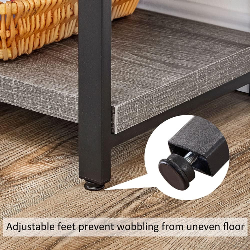 BON AUGURE 55 Inch Console Tables for Entryway, Industrial Sofa Tables for Living Room, 3 Tier Behind Couch Table, Foyer Table for Entry Way (Dark Grey Oak)