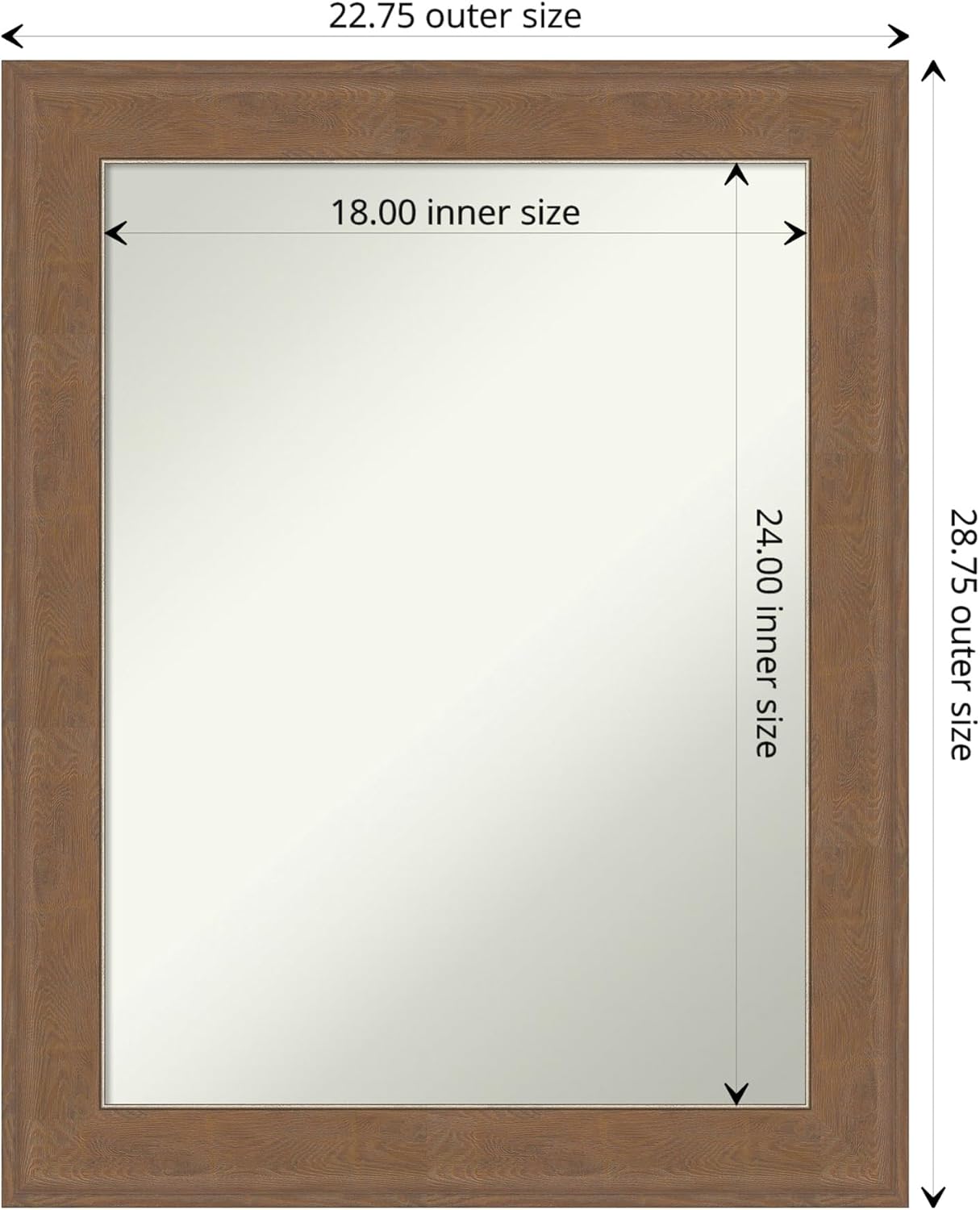Amanti Art Grey Bathroom Mirror for Over Sink, 29x23 Alta Brown Grey Rectangle Vanity Mirror, Medium Country Rustic Frame, Hangs Horizonally and Vertically, Bathroom Wall Decor, Non-Beveled Edge
