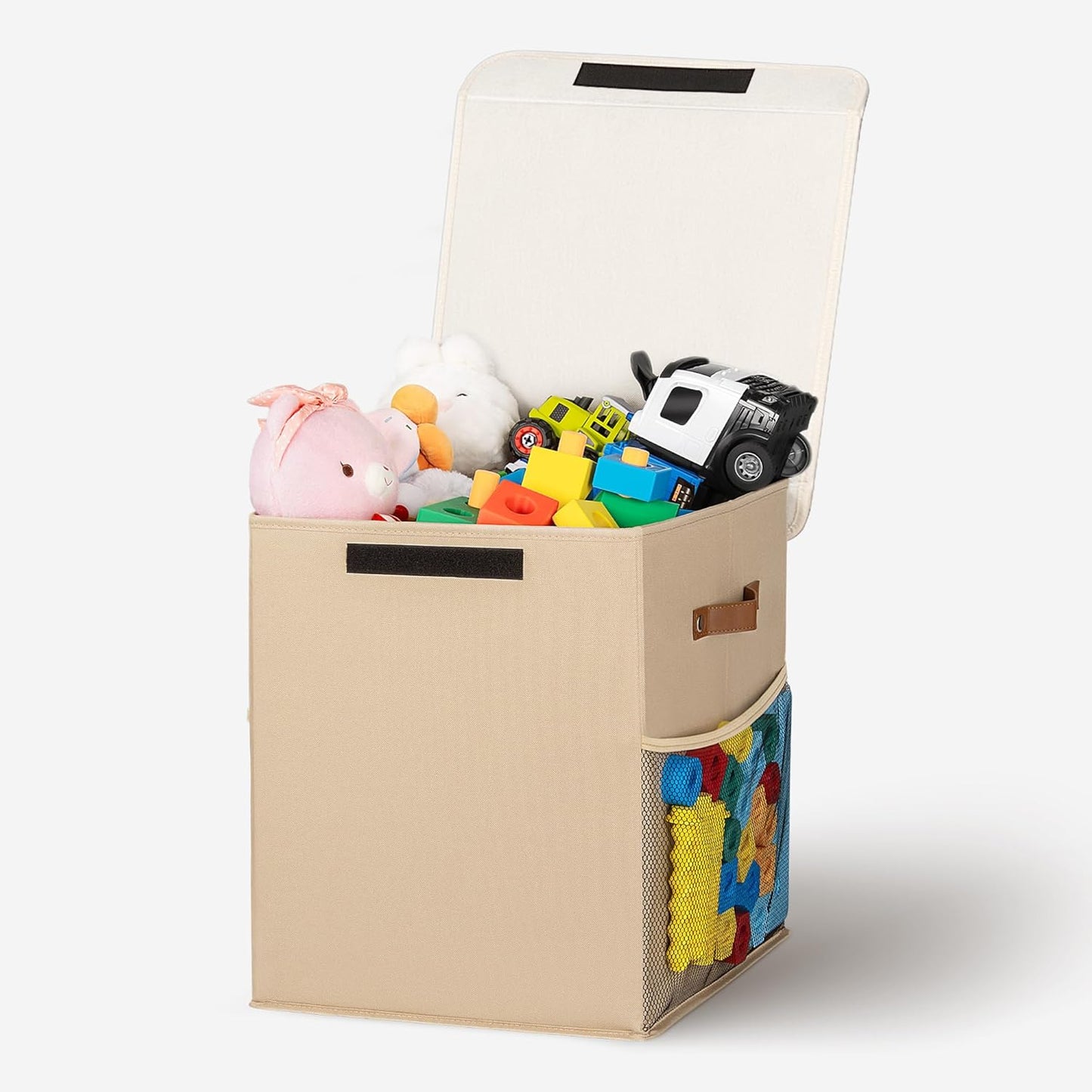 40L Large Toy Storage Box with Lid, Large Toy Box Chest for Kids, Girls and Boys, Nursery Room and Living Room, 13"x13" x16" - Dark Khaki