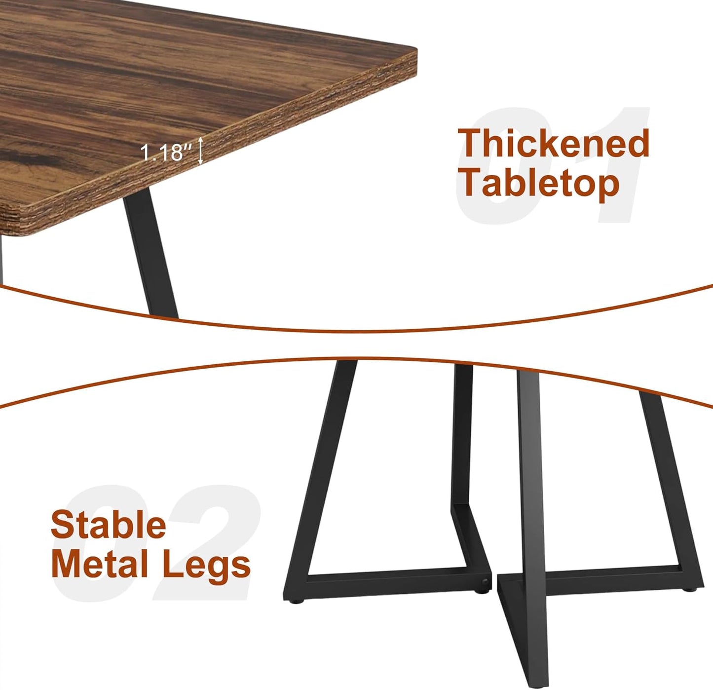 Square Dining Table for 4, 31.5-Inch Farmhouse Dinner Table Wooden Kitchen Tables with Metal Base for Dining Room, Kitchen, Living Room, Brown