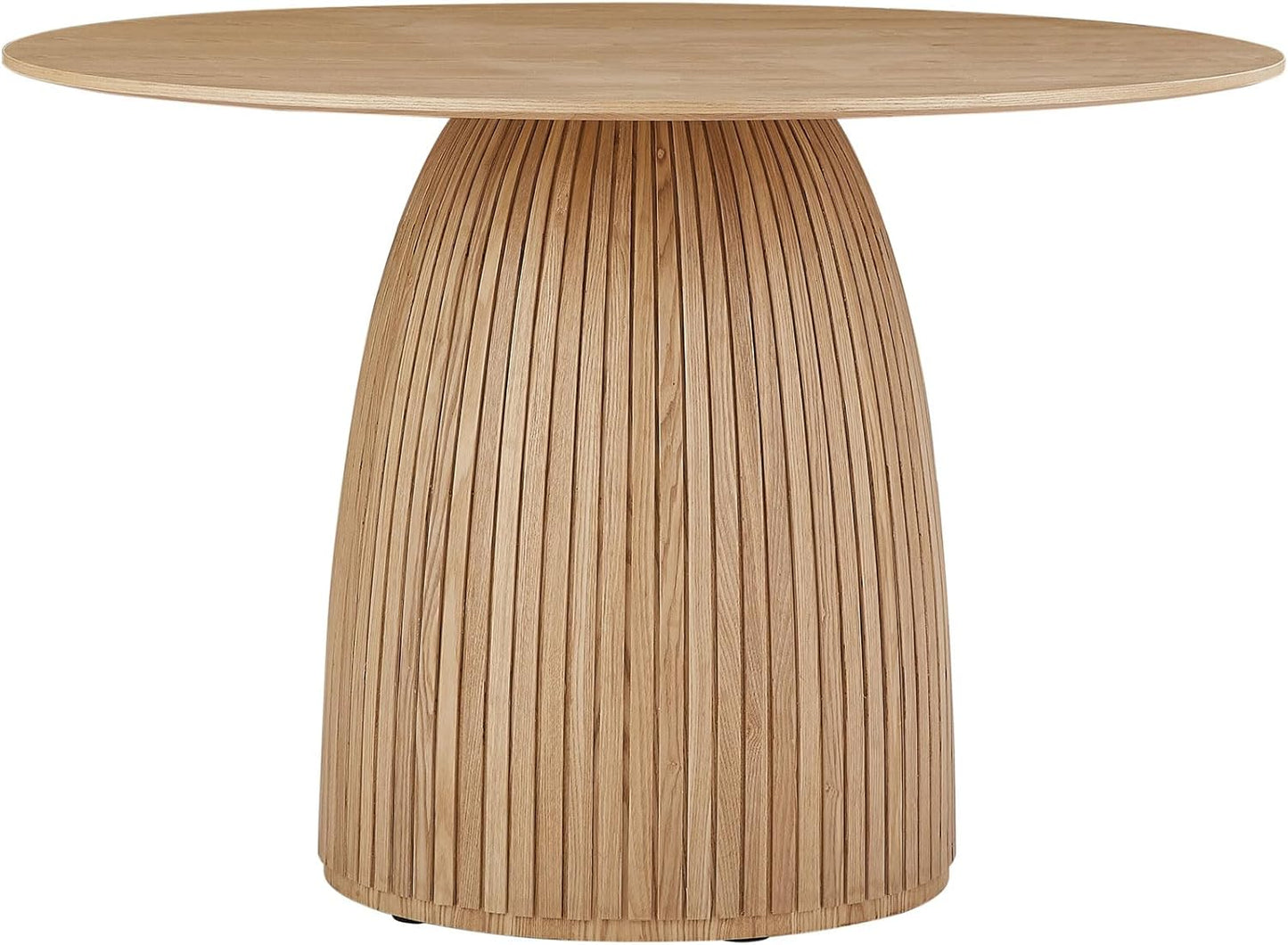 Mushroom-Shape Wooden Round Dining Table Modern Kitchen Dinner Furniture with Natural Wood Grain Variation Tabletop and Circular Leg for Diningroom/Living Space