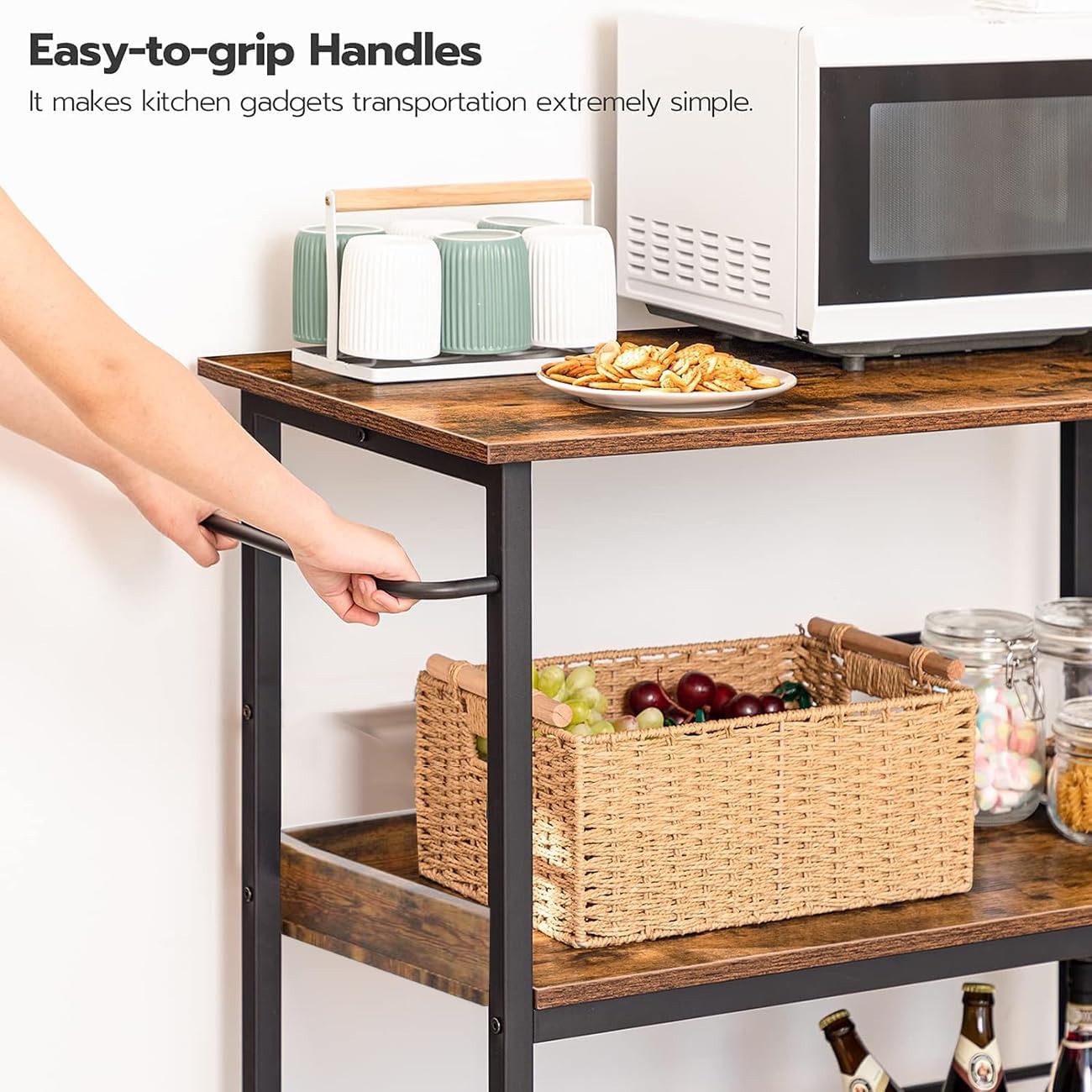 3-Tier Rolling Utility Cart with Lockable Wheels Storage Slim Storage Heavy Duty Cart Mobile Shelving Unit Craft Narrow Organizer for Bathroom Laundry Kitchen (Black)