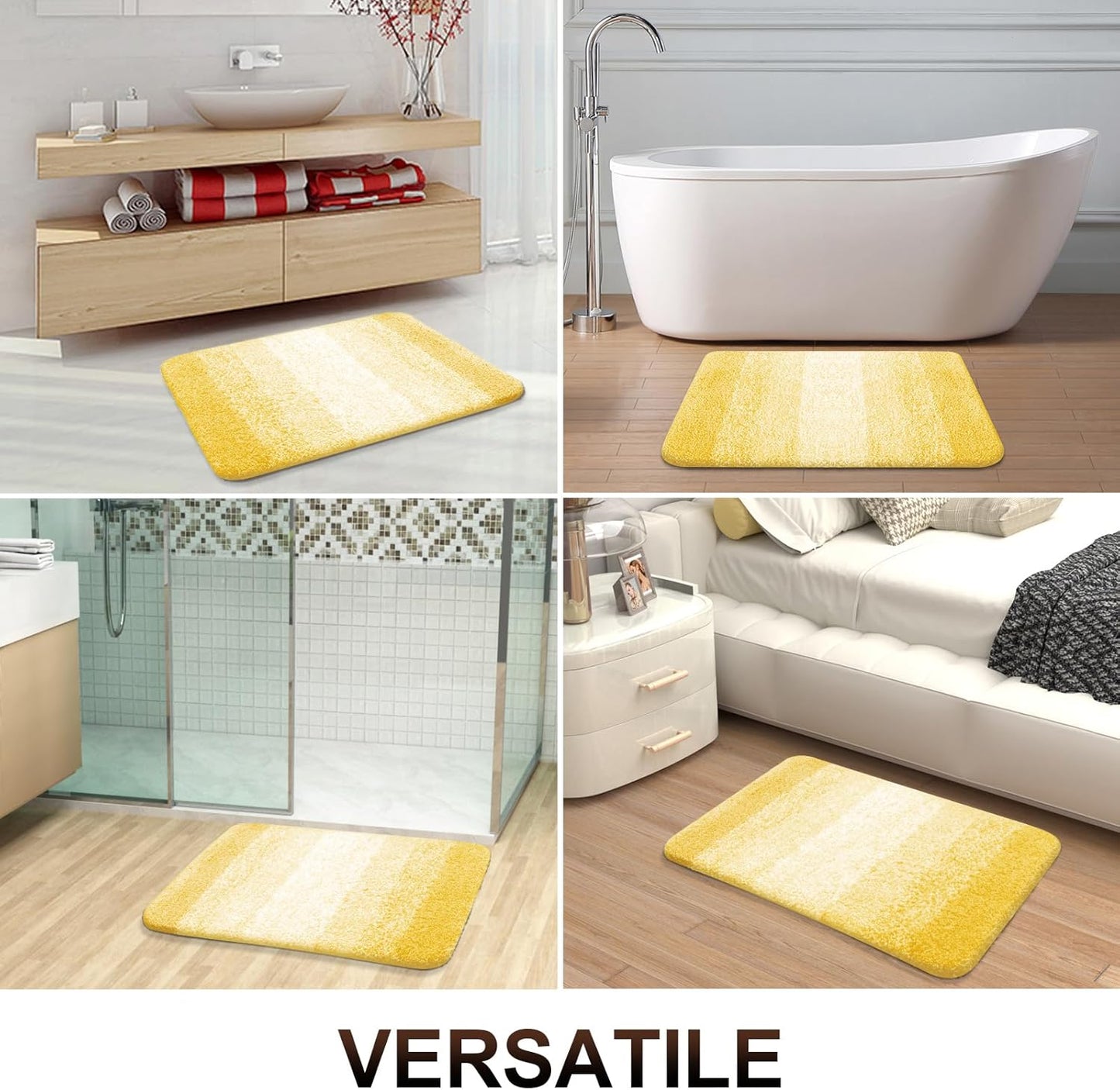 OLANLY Bathroom Runner Rugs 44x24, Extra Soft Absorbent Microfiber Bath Rugs, Rubber Backing, Quick Dry, Machine Washable Bath Mats for Bathroom Floor, Tub and Shower, Home Decor Accessories, Yellow