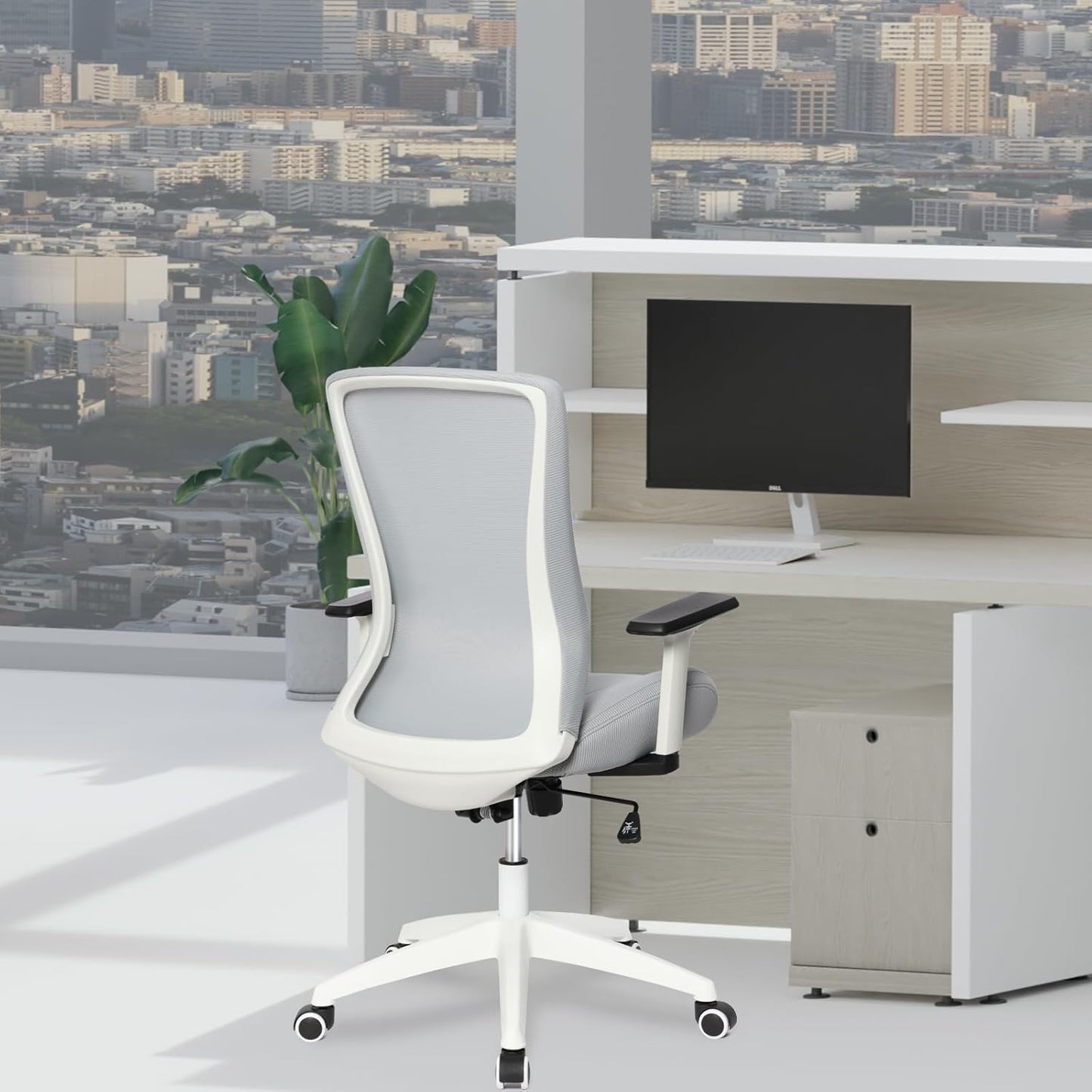 Office Chair, Mesh Desk Chair Executive Computer Chair, 400lbs Big and Tall Office Chair for Heavy People, Home Office Desk Chair with Lumbar Support ＆Adjustable Height, White