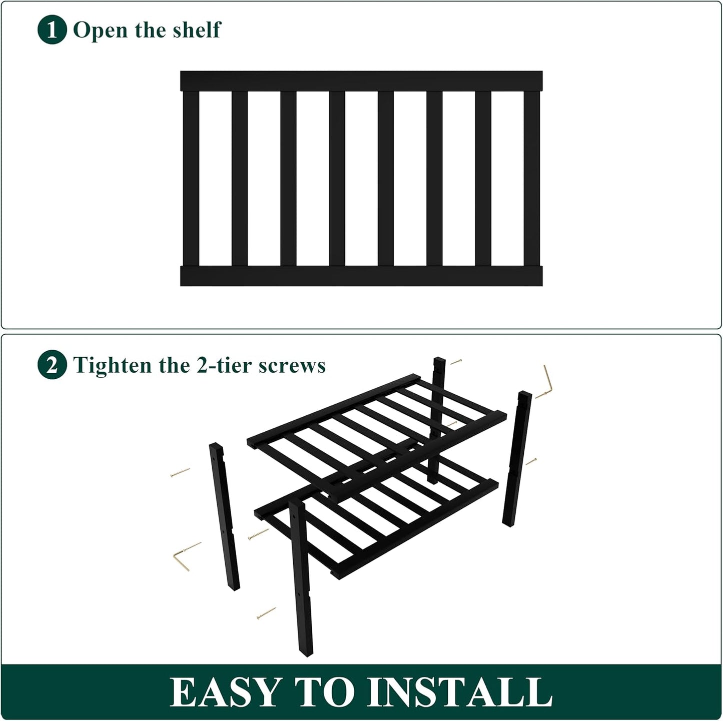 Smiry Shoe Rack, 2 Tier Small Bamboo Shoe Organizer, Stackable Free Standing Wooden Shoe Storage Shelf for Closet, Entryway, Front Door Entrance, Black