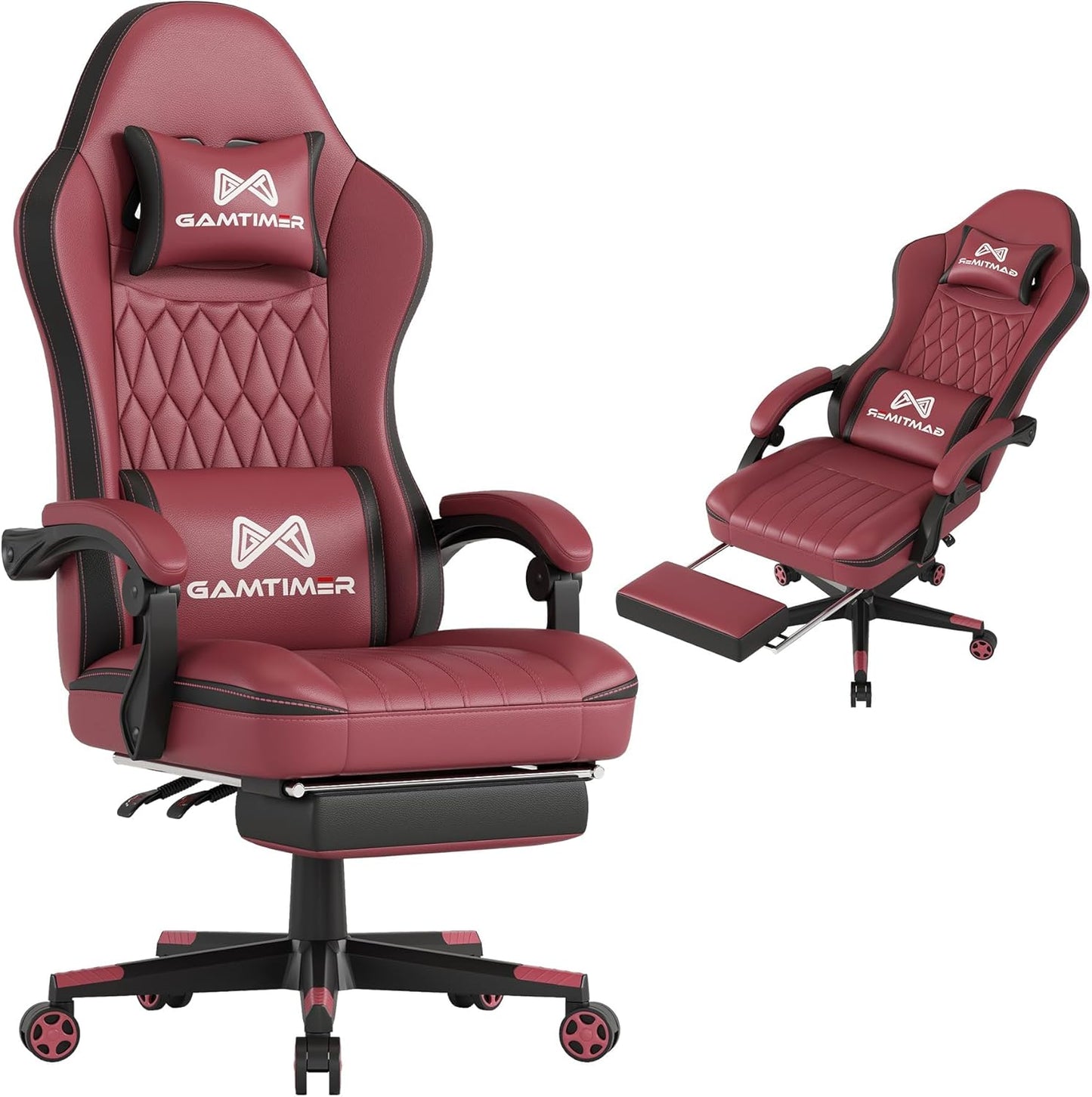 Gaming Chair, 400 lbs Adult Chair, High Back Computer Chair with Footrest and Linked Armrests, Office Video Game Chair with Lumbar Support (Red+Black)