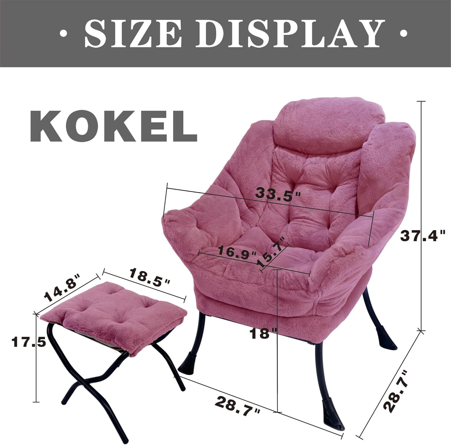 Lazy Chair with Folding Ottoman,Living Room Chairs, Accent Contemporary Lounge Chair, Single Steel Frame Leisure Sofa Chair with Armrests and A Side Pocket (TM31RED)