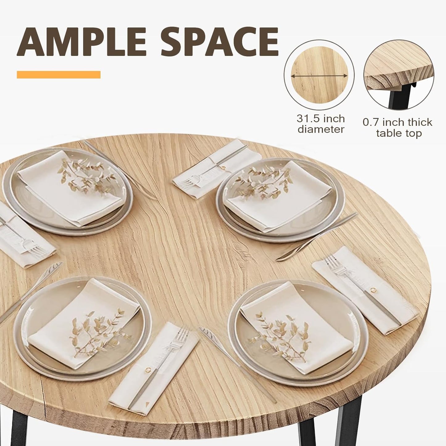 Outdoor Bar Height Table Wood 44.6'' Height, 31.5'' Round Folding Cocktail Tables Wooden Pub Desk, One-Piece Installation Kitchen Dining Table for Patio, Party, Balcony, Backyard, Poolside, Events