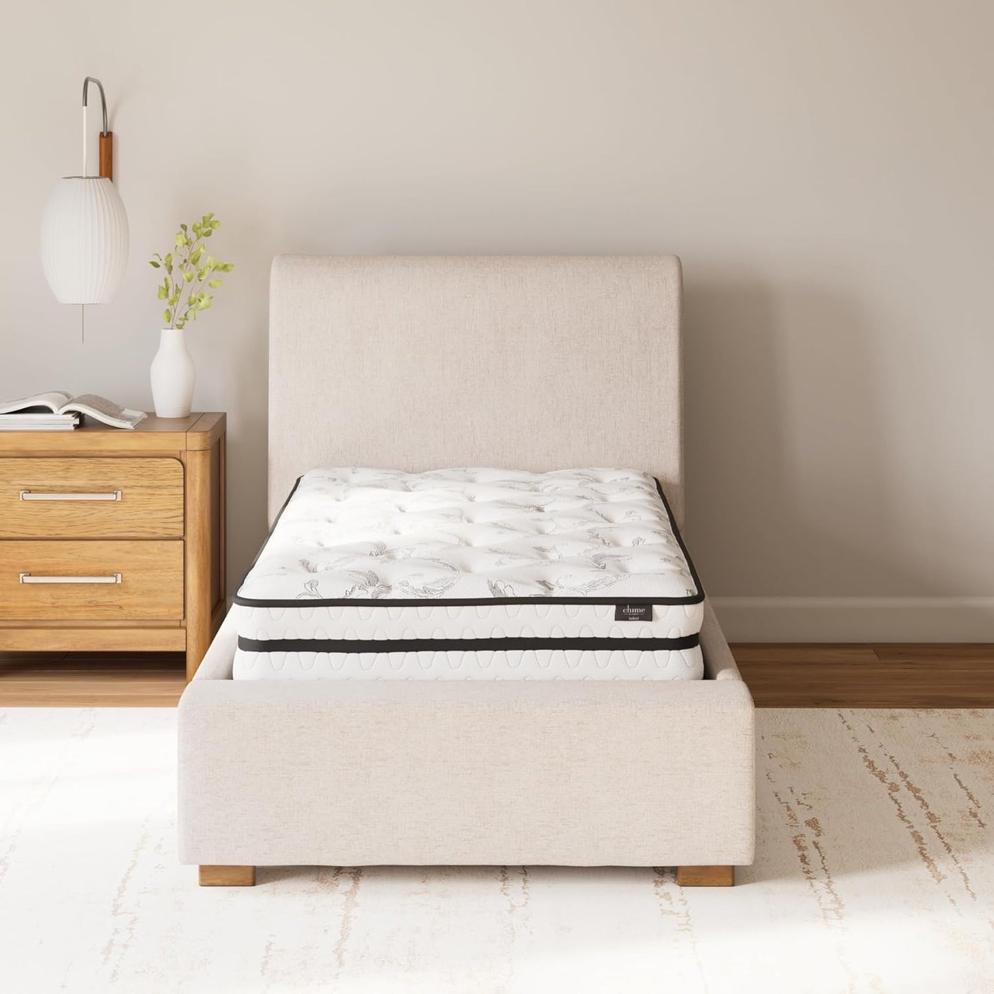 Signature Design by Ashley Twin Size Chime 8 Inch Medium Firm Innerspring Mattress with Pressure Relief Quilt Foam, Fiberglass Free, Mattress In A Box