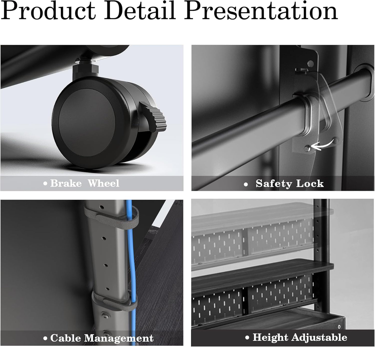 FITUEYES Rolling TV Floor Stand for 40-85in TVs, Heavy Duty Mobile TV Stand on Wheels Lockable, TV Cart with Wooden Large Storage Shelf & Pegboard Hold up to 132 lbs for Bedroom, Living Room, Office