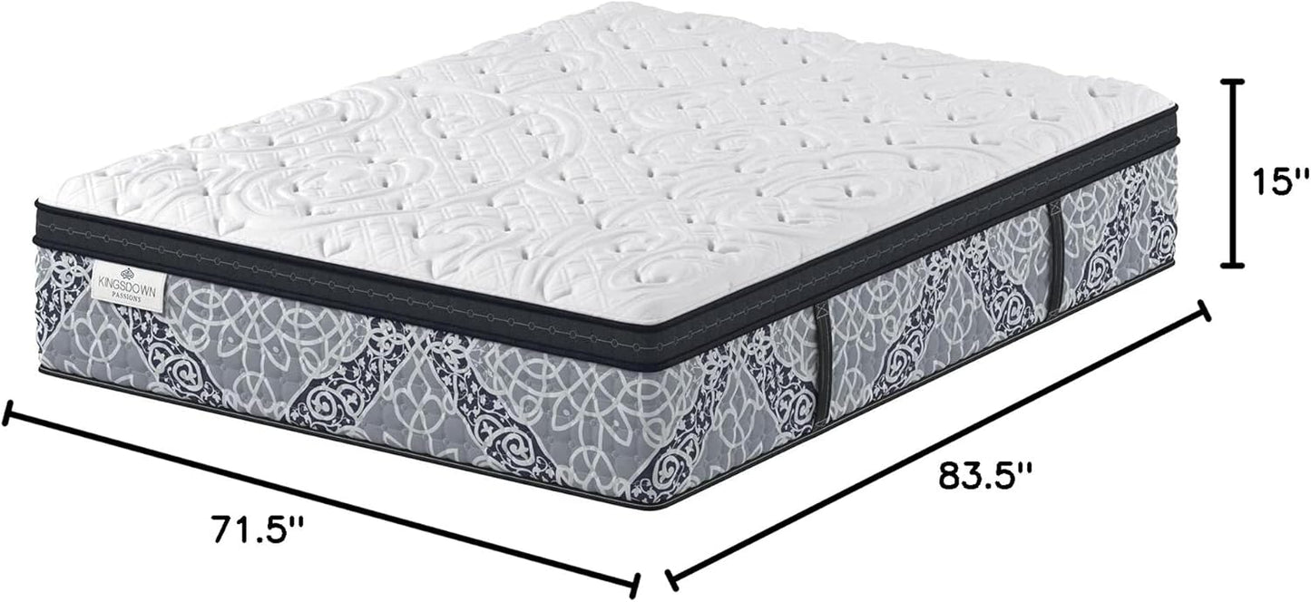 Kingsdown Cushion Firm Euro Pillow Top Hybrid California King Mattress Cooling Gel Memory Foam Layer Multi-Layered Motion Isolation Cool Sleep Quilted Top Luxury Mattresses, 15-inch, Passions Engleson
