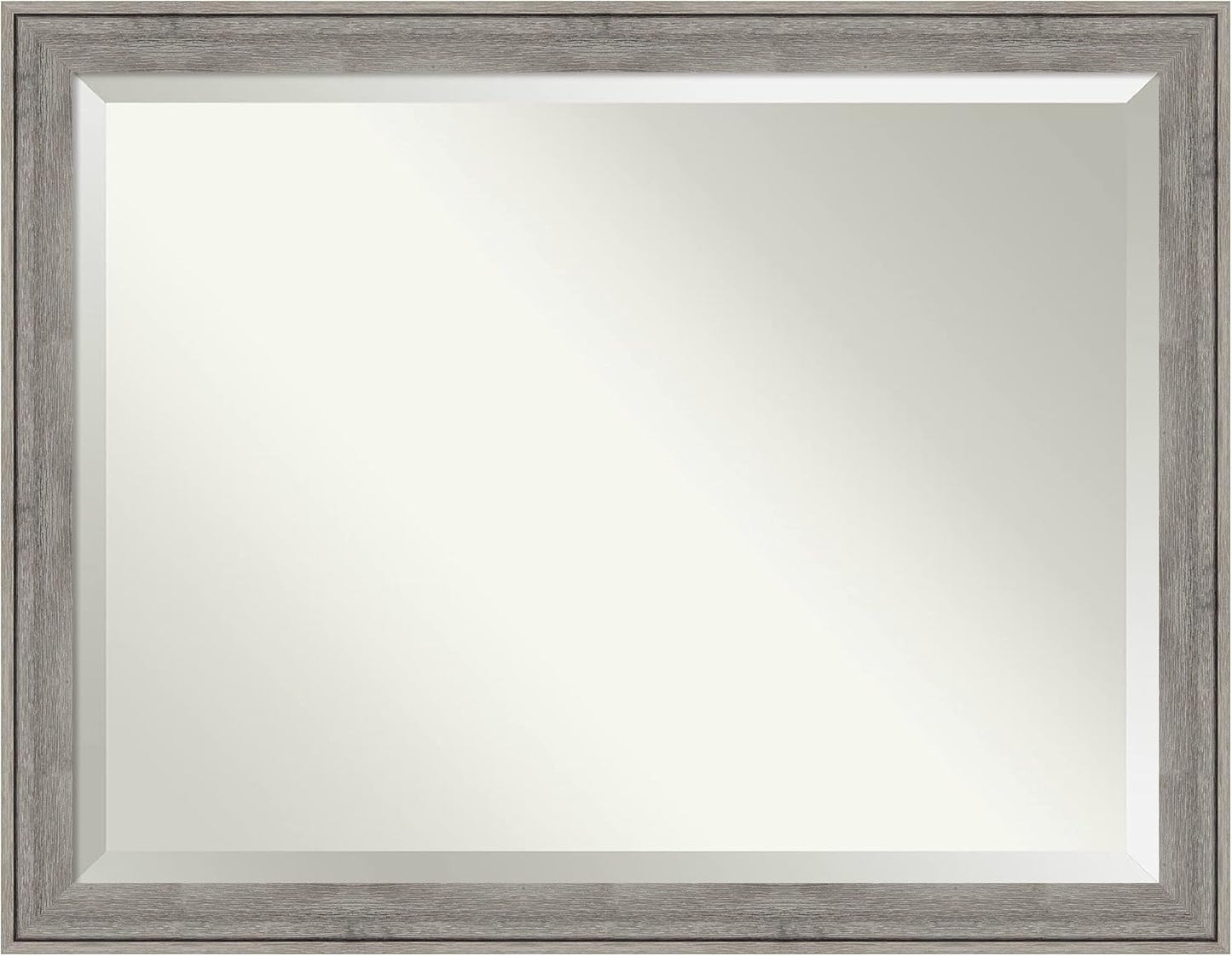 Amanti Art Grey Wall Mirror 35x45 Regis Barnwood Grey Rectangle Bathroom Mirror for Wall Decor Living Room, X-Large Rustic Farmhouse Wood Frame, Hangs Horizonally and Vertically, Bathroom Decor