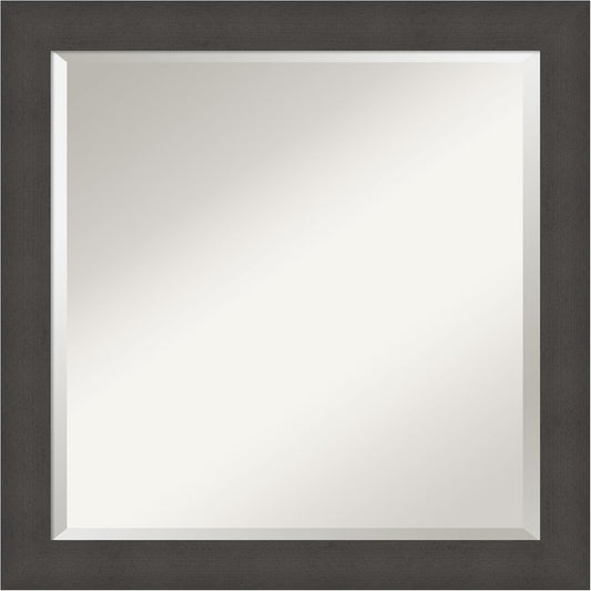 Amanti Art Silver Bathroom Mirror for Over Sink, 24x24 Blaine Light Pewter Narrow Square Vanity Mirror, Medium Modern Contemporary Frame, Hangs Horizonally and Vertically, Bathroom Wall Decor, Beveled