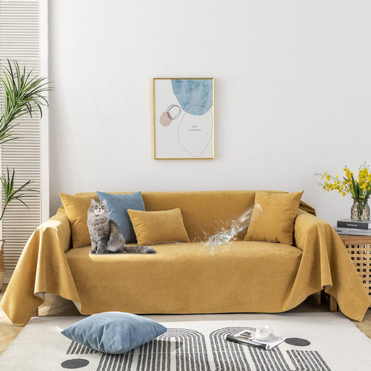 STACYPIK Waterproof Yellow Couch Cover,Non-Slip Sofa Cover for Loveseat, Water Resistant Furniture Protector, Sofa Cover for 3 Cushion Couch,L Shaped for Sectional, Anti-Scratch Sofa Covers-71X150IN