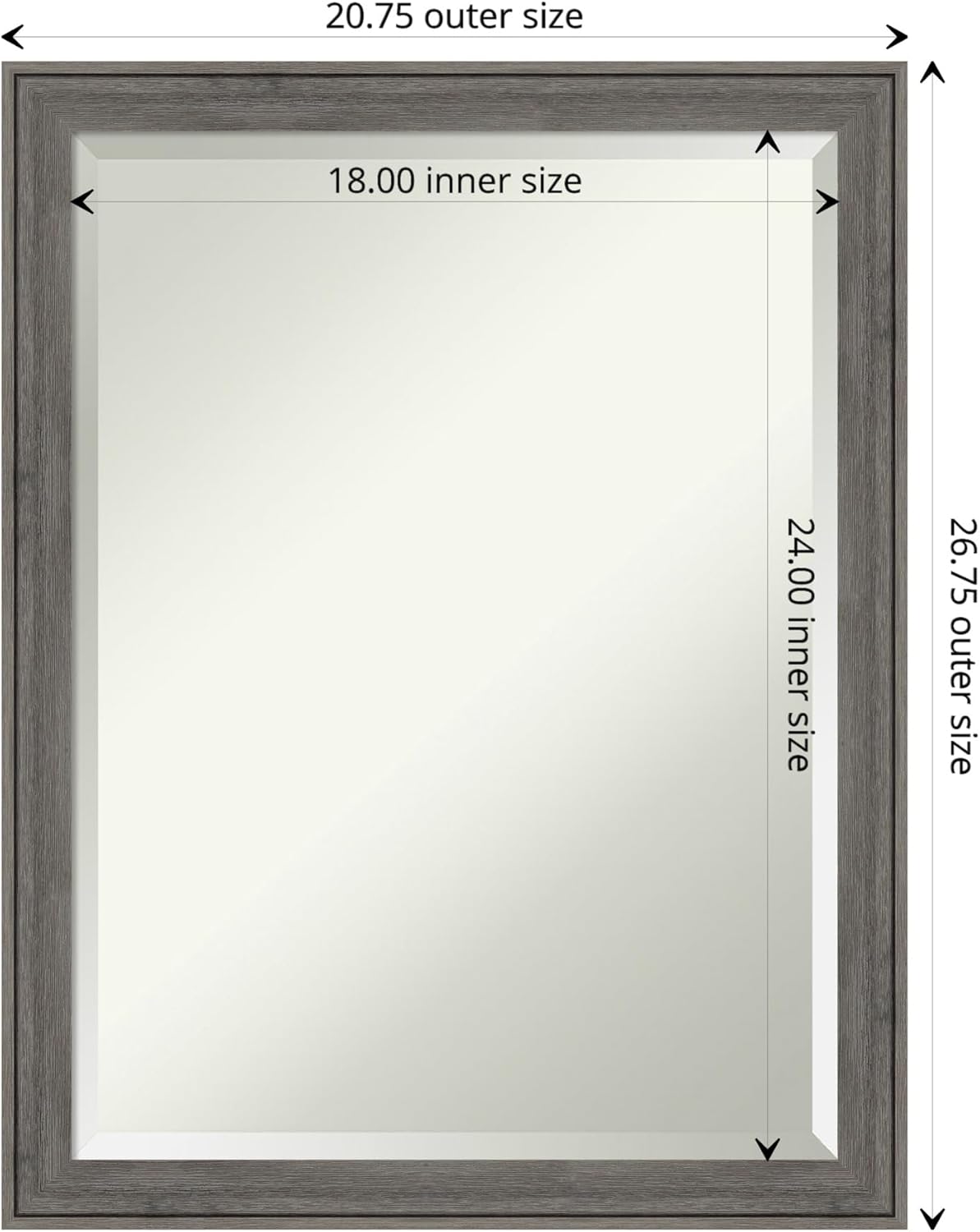 Amanti Art Grey Wall Mirror 27x21 Regis Barnwood Grey Narrow Rectangle Bathroom Mirror for Wall Decor Living Room, Medium Country Rustic Wood Frame, Hangs Horizonally and Vertically, Bathroom Decor,