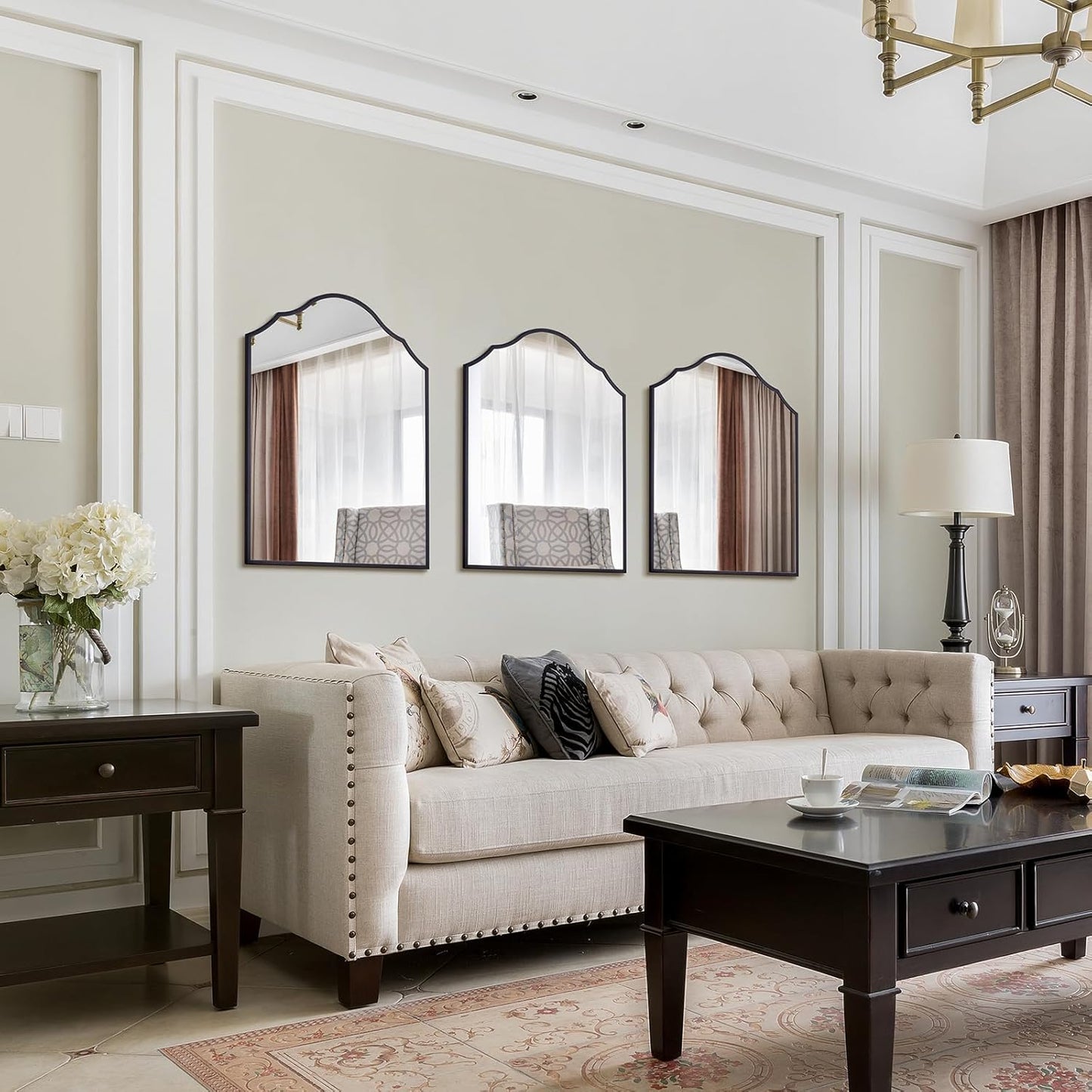 Arched Mirror Wall Decor, 32"x24" Black Wall Mirror, with Antique Metal Frame, for Elegant Entryway, Bathroom, Living Room, Bedroom