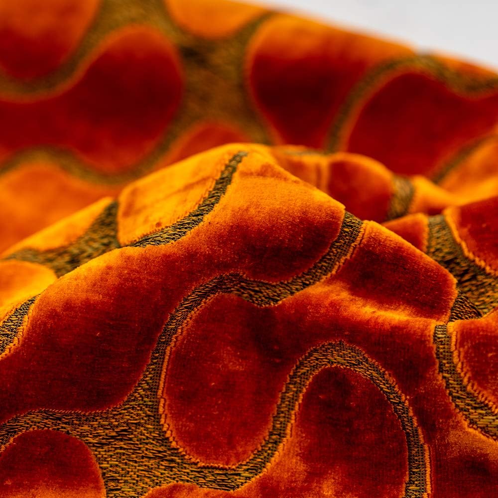 Yangest Orange Square Throw Pillow Cover Wavy Velvet Cushion Cover Modern Zippered Pillowcase for Sofa Couch Bedroom Living Room Chair, 20 x 20 Inch