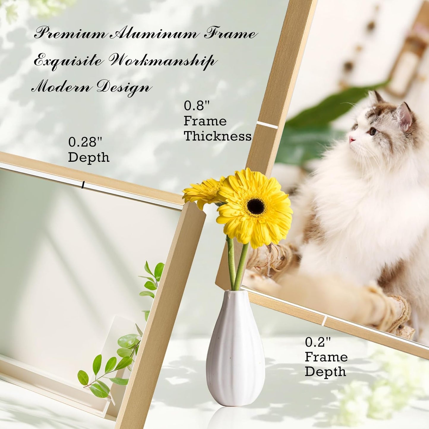 30x40 Inch Brass Bathroom Mirror for Wall, Aluminum Frame Rectangle Rectangular Vanity Mirror, Modern Large for Bedroom, Living Room, Horizontal or Vertical