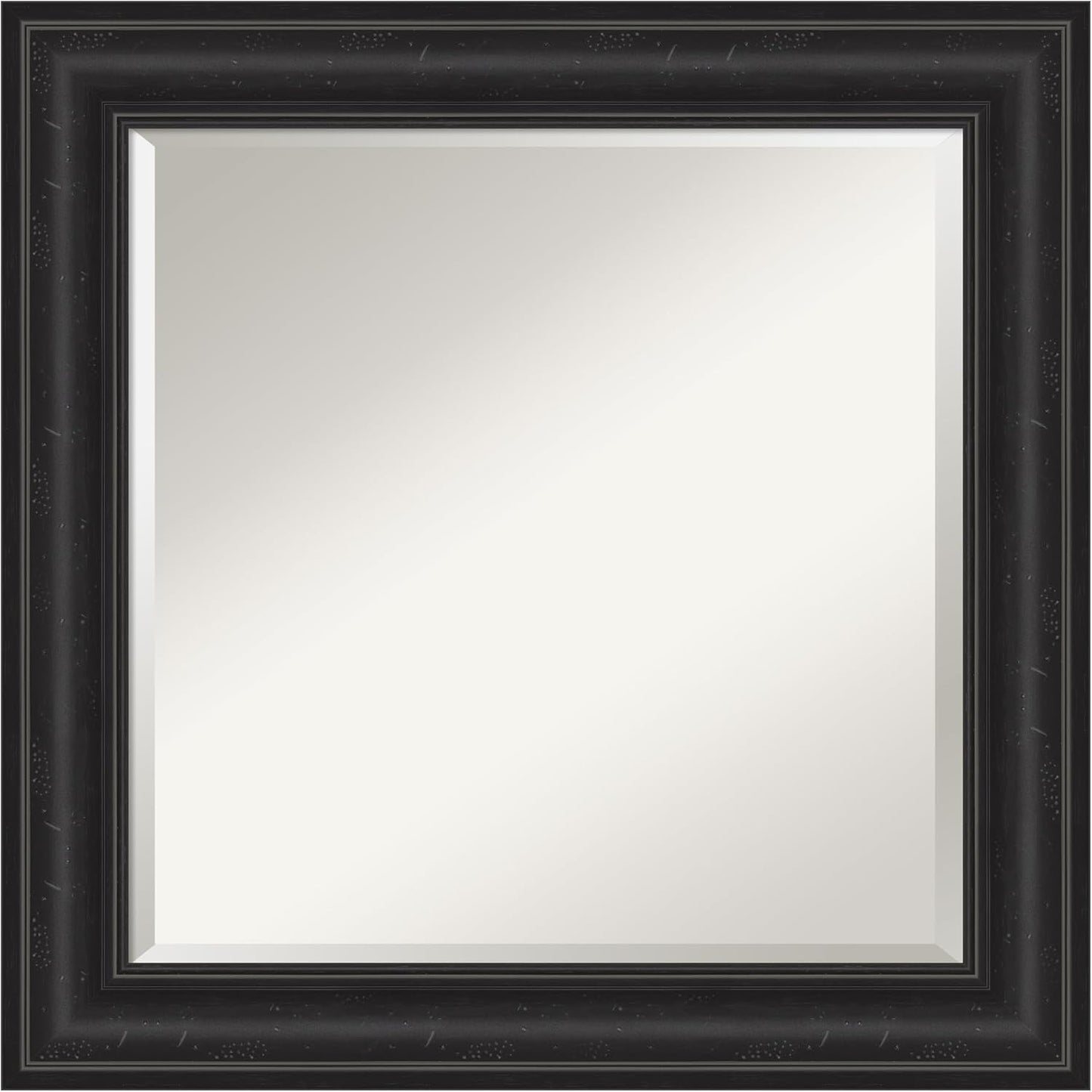 Amanti Art Black Bathroom Mirror for Over Sink, 26x26 Shipwreck Black Square Vanity Mirror, Medium Country Rustic Frame, Hangs Horizonally and Vertically, Bathroom Wall Decor, Beveled Edge