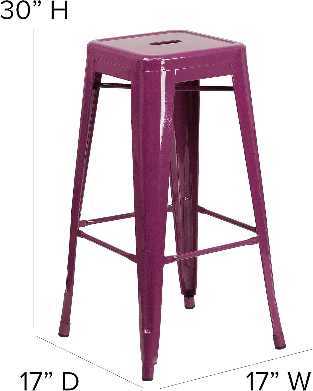 Flash Furniture Commercial Grade 30" High Backless Purple Indoor-Outdoor Barstool
