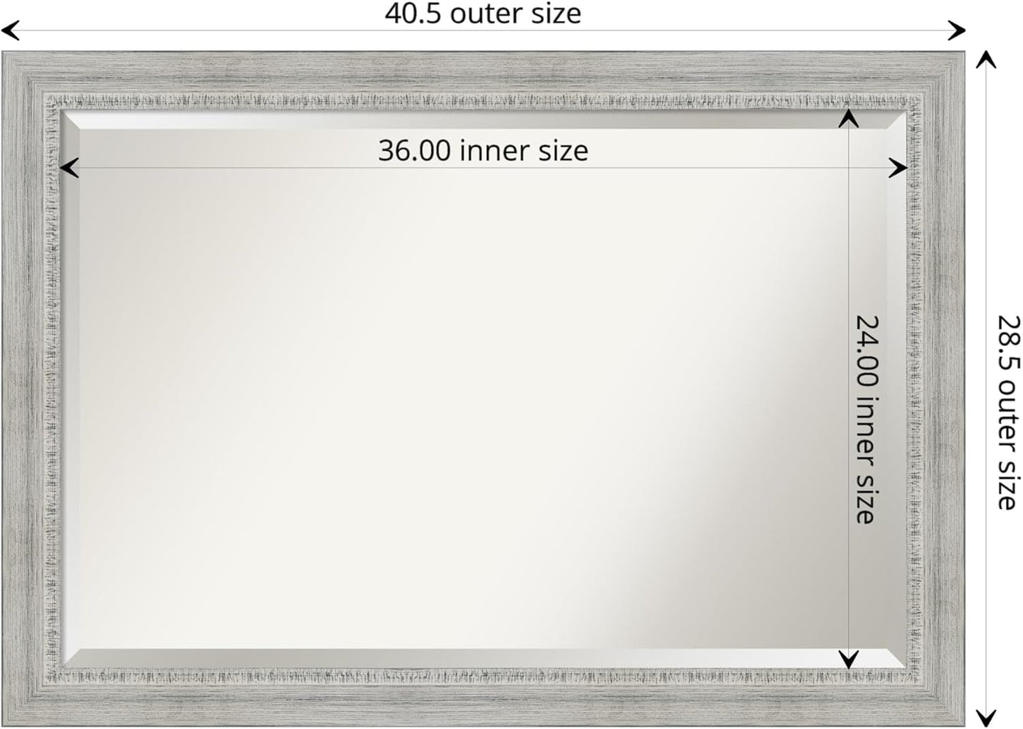 Amanti Art White Bathroom Mirror for Over Sink, 29x41 Rustic White Wash Rectangle Vanity Mirror, Large Rustic Farmhouse Wood Frame, Hangs Horizonally and Vertically, Bathroom Wall Decor, Beveled Edge