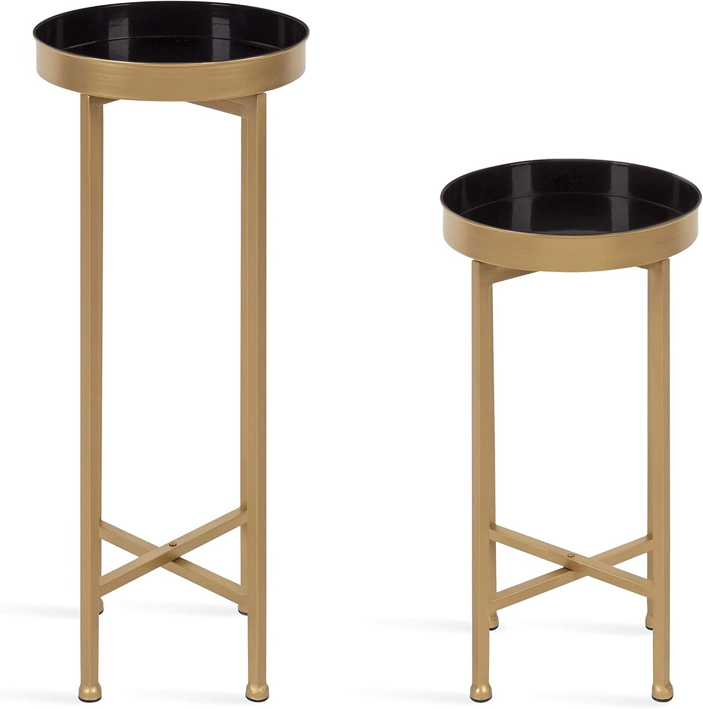 Kate and Laurel Celia Side Tables, Set of 2, Gold and Black, Decorative Modern Glam End Table