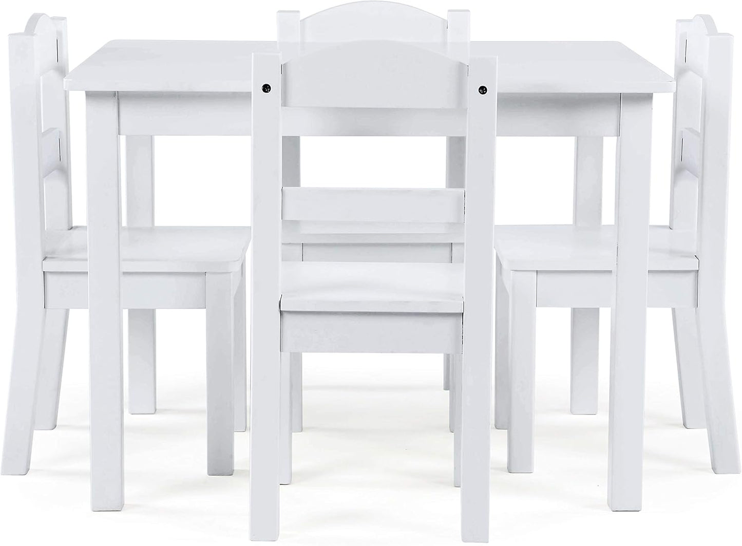 Humble Crew Kids Wooden Table and 4 Chairs Set, White - Kids Table and Chair Set for Toddlers and Children for Arts, Crafts, and Snack Time - Sturdy, Durable Toddler Activity Table