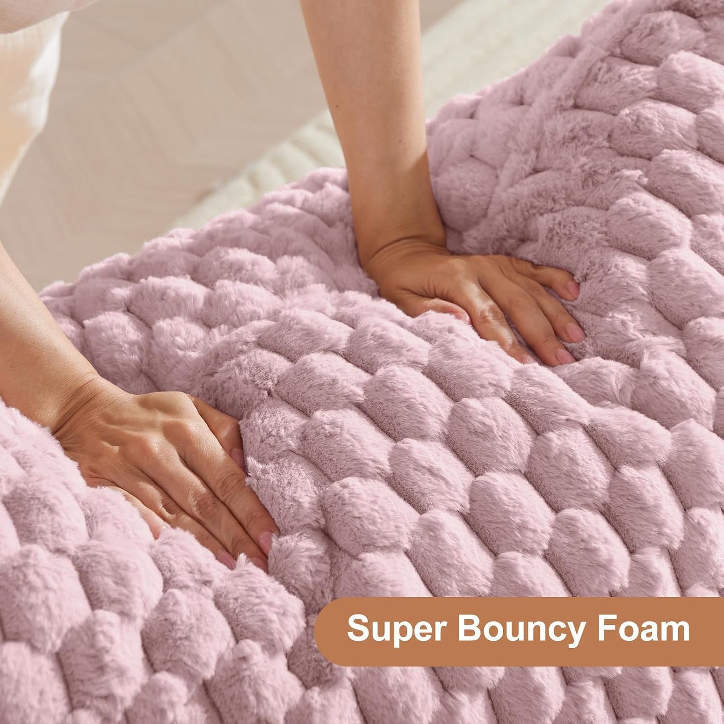 Bean Bag Chair with Ottoman - Modern Comfy Beanbag Sofa with Footrest, Soft Faux Fur Lounger Chair for Adults Teens, Cozy Memory Foam Filled Gaming Reading Chairs for Bedroom, Living Room (Dusty Pink)