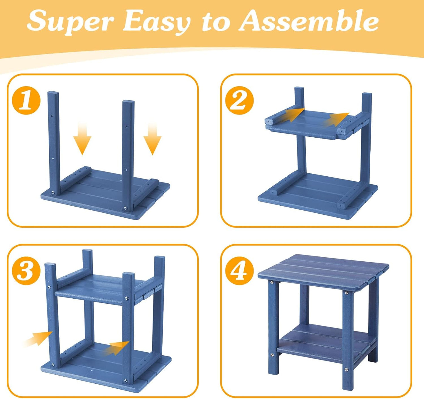 Adirondack Outdoor Side Table, 2-Tier Sturdy Patio End Table Weather Resistant, 16.5" Solid Side Table for Patio, Pool, Porch